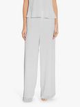 Gina Bacconi Layered Chiffon Wide Leg Side Slit Trousers, Silver Mist