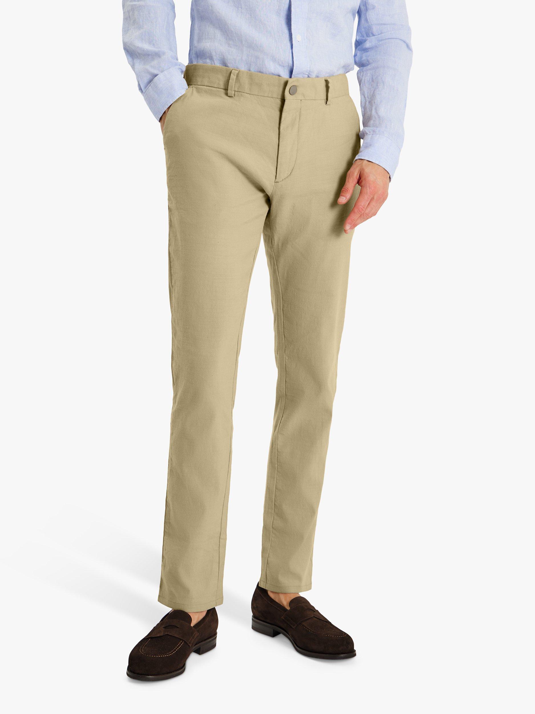 SPOKE Linen Blend Regular Thigh Chinos, Khaki, W30/L28