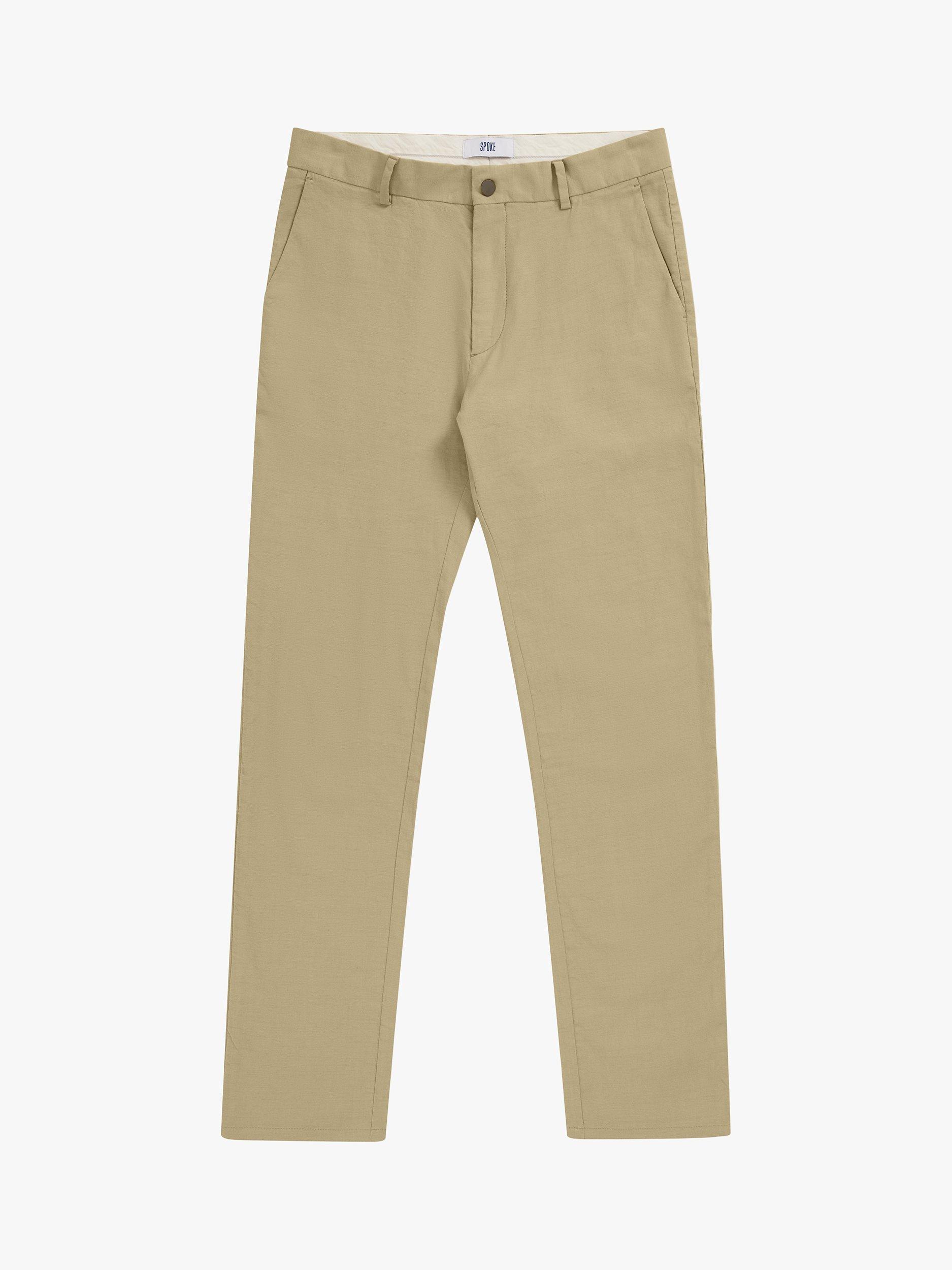 SPOKE Linen Blend Regular Thigh Chinos, Khaki, W30/L28