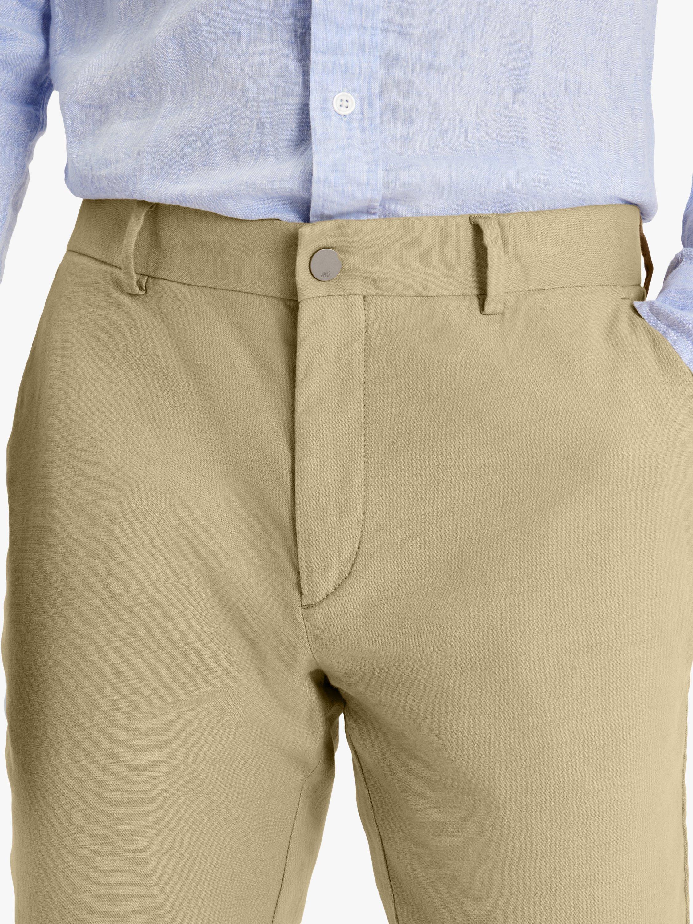 SPOKE Linen Blend Regular Thigh Chinos, Khaki, W30/L28