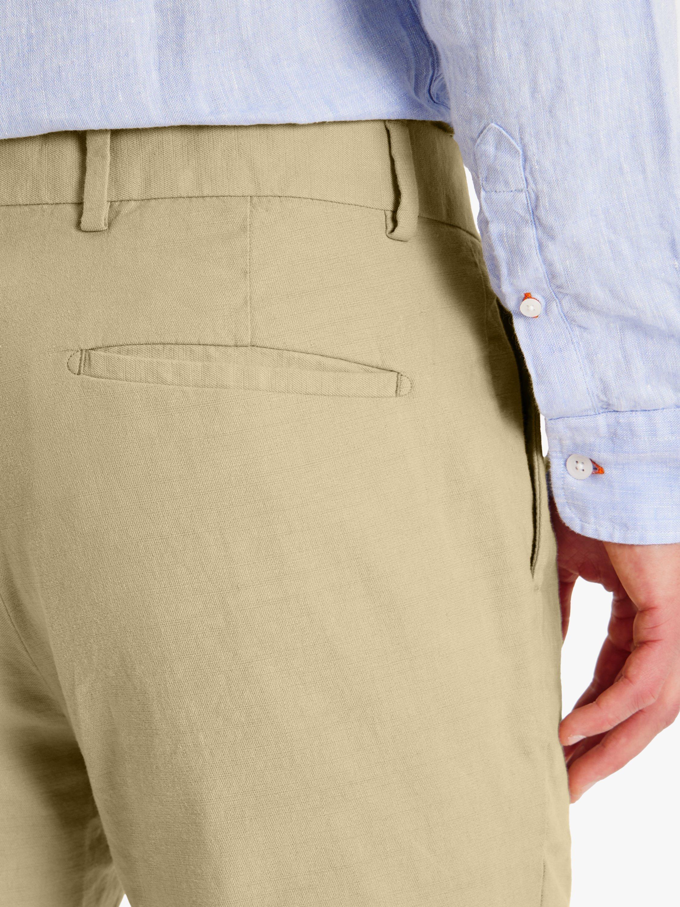 SPOKE Linen Blend Regular Thigh Chinos, Khaki, W30/L28