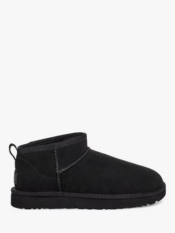 UGG Classic Ultra Mini Sheepskin and Suede Ankle Boots, Black