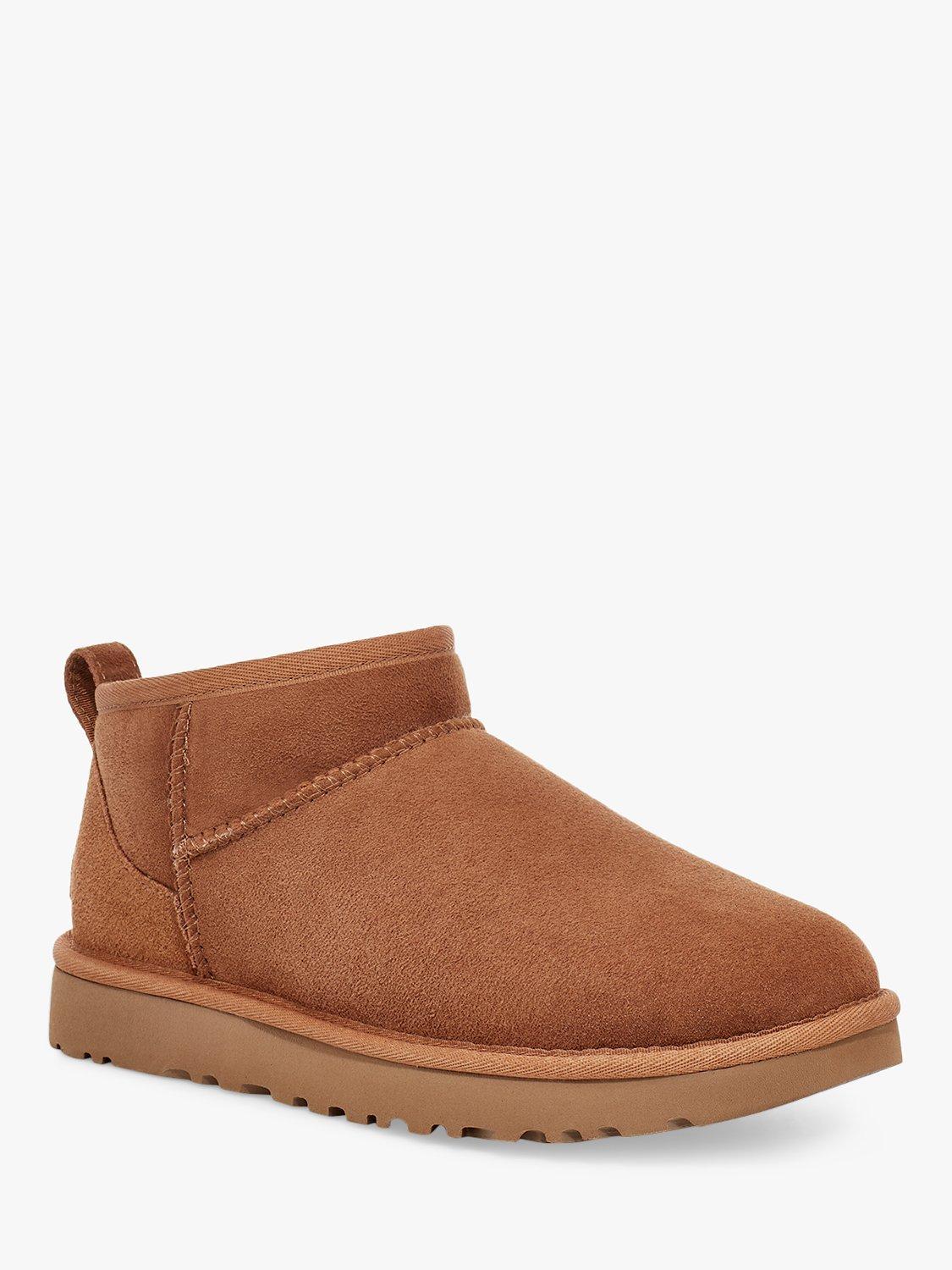 Product image 2 of 6, which shows UGG Classic Ultra Mini Sheepskin and Suede Ankle Boots, Chestnut, 3