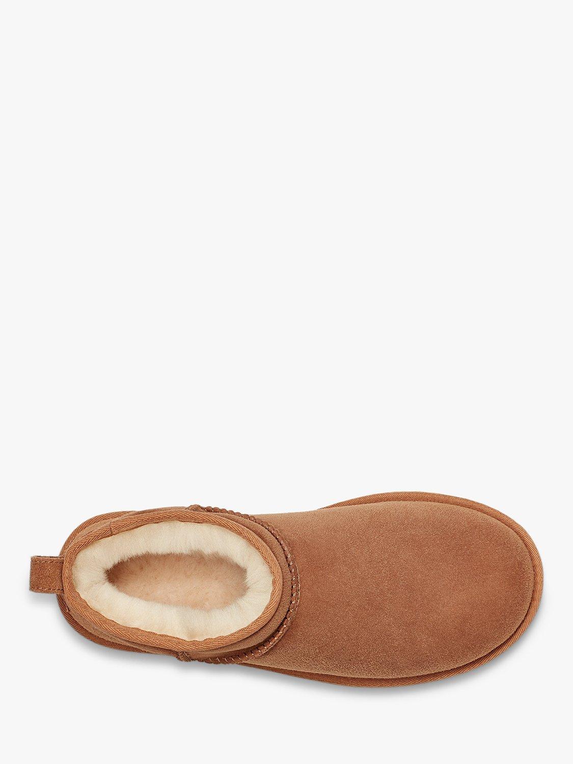 Product image 4 of 6, which shows UGG Classic Ultra Mini Sheepskin and Suede Ankle Boots, Chestnut, 3