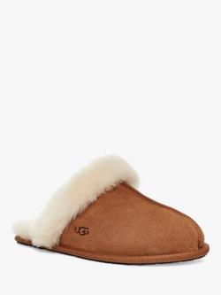 UGG Scuffette Sheepskin and Suede Slippers - view 2, Chestnut