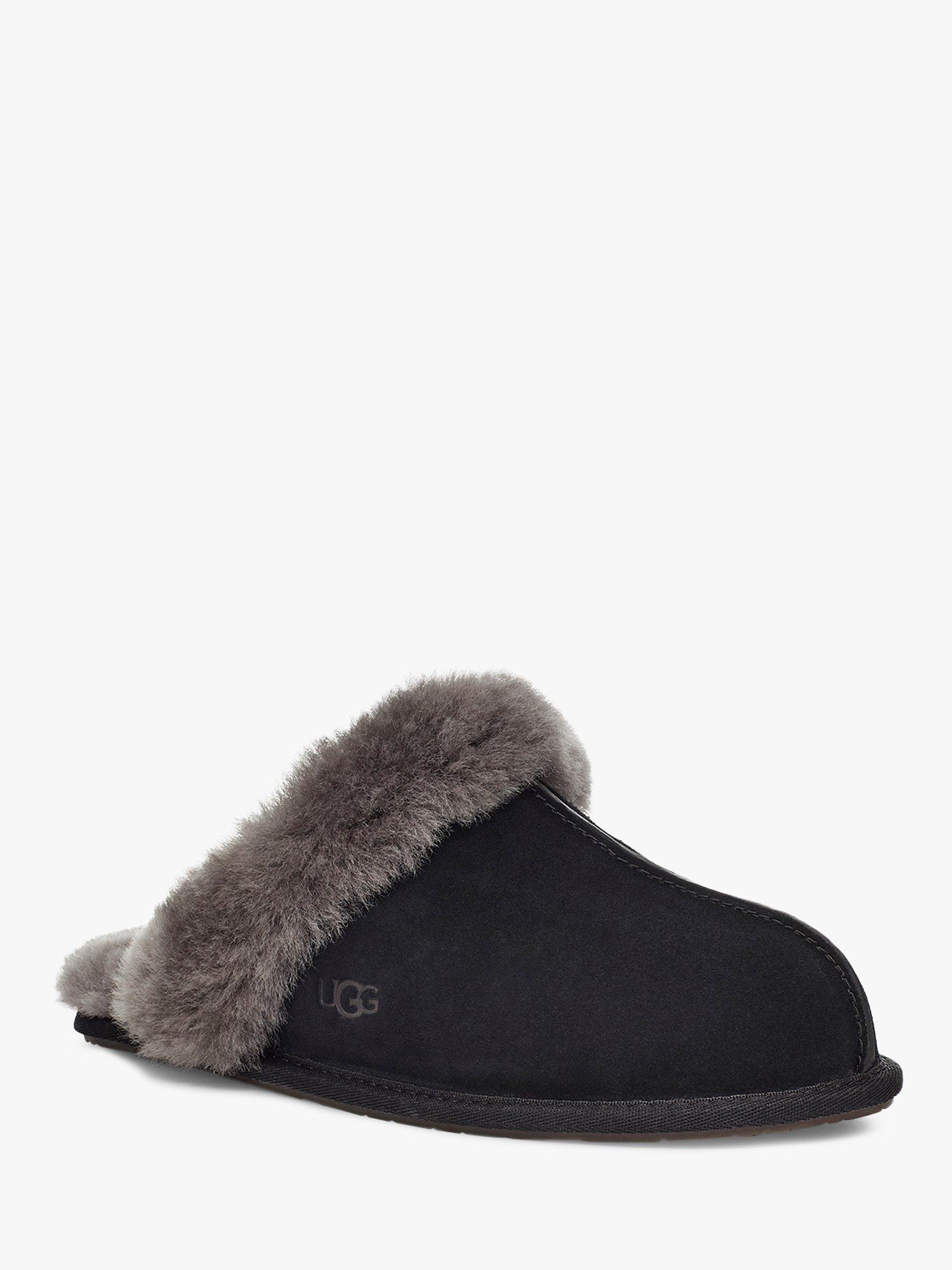 UGG Scuffette Sheepskin and Suede Slippers, Black, 3