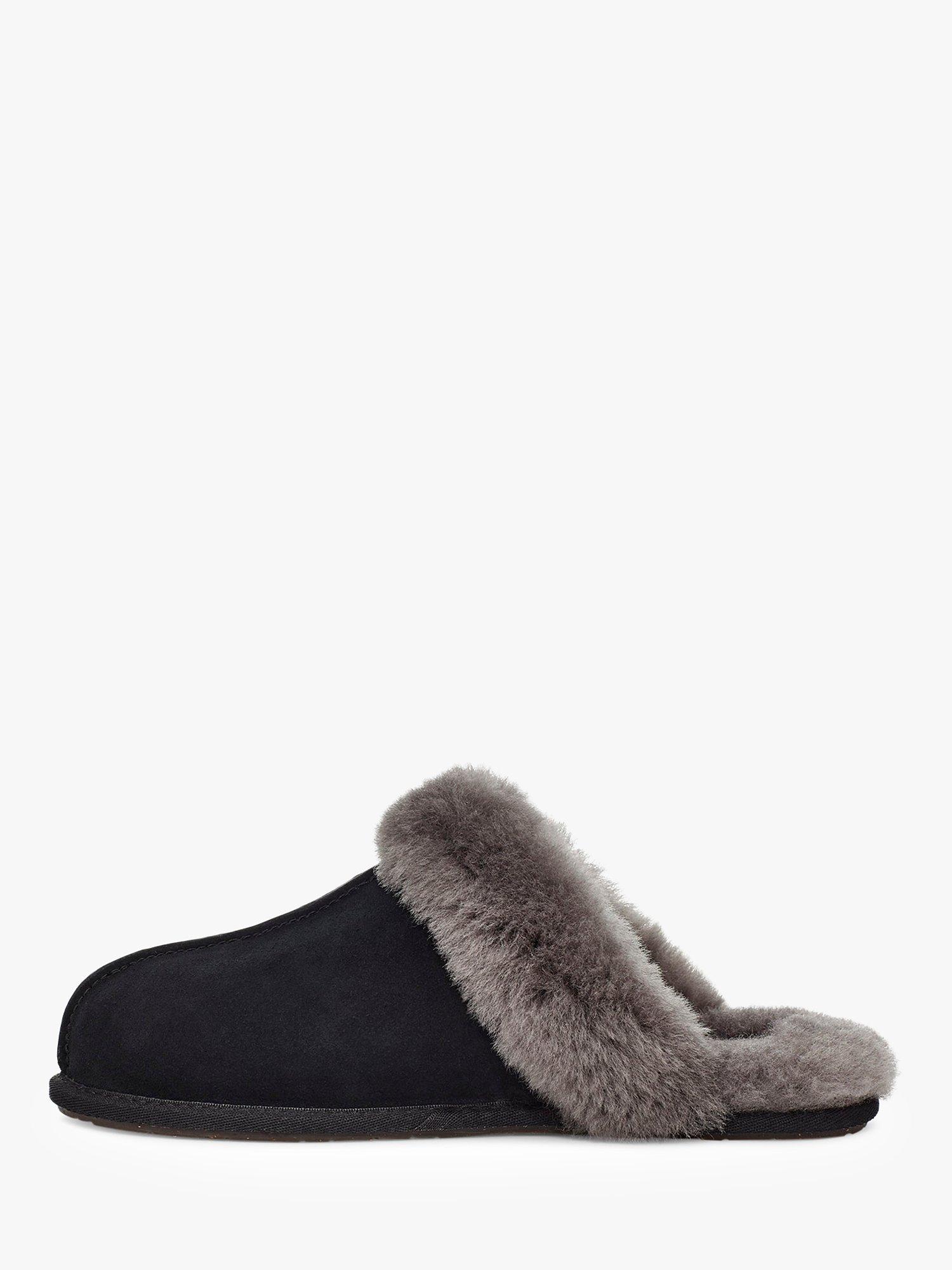 UGG Scuffette Sheepskin and Suede Slippers, Black, 3