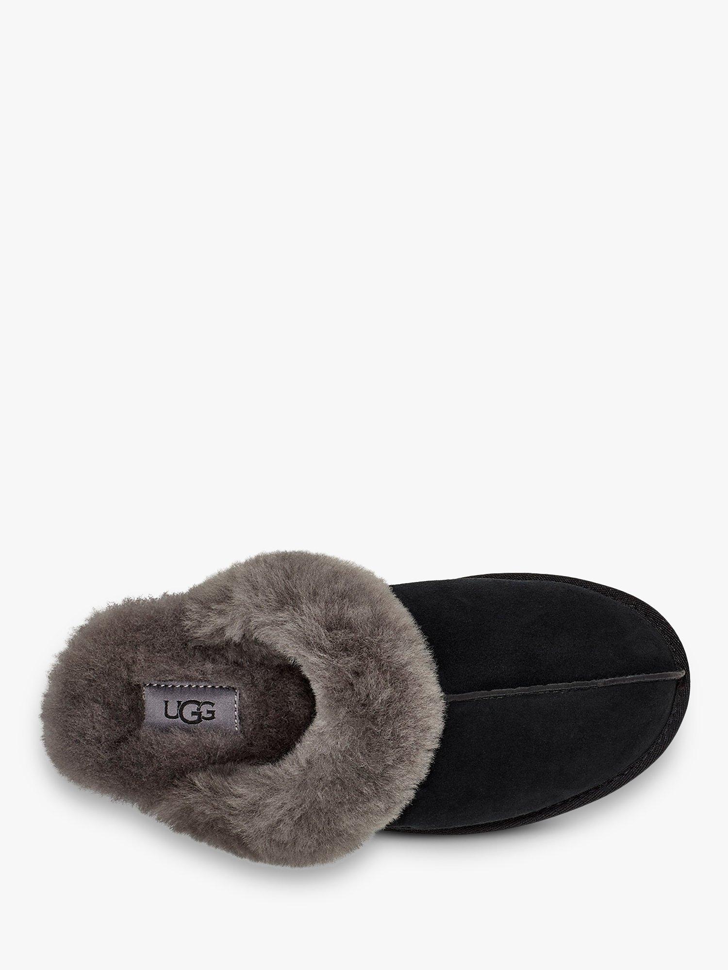 UGG Scuffette Sheepskin and Suede Slippers, Black, 3