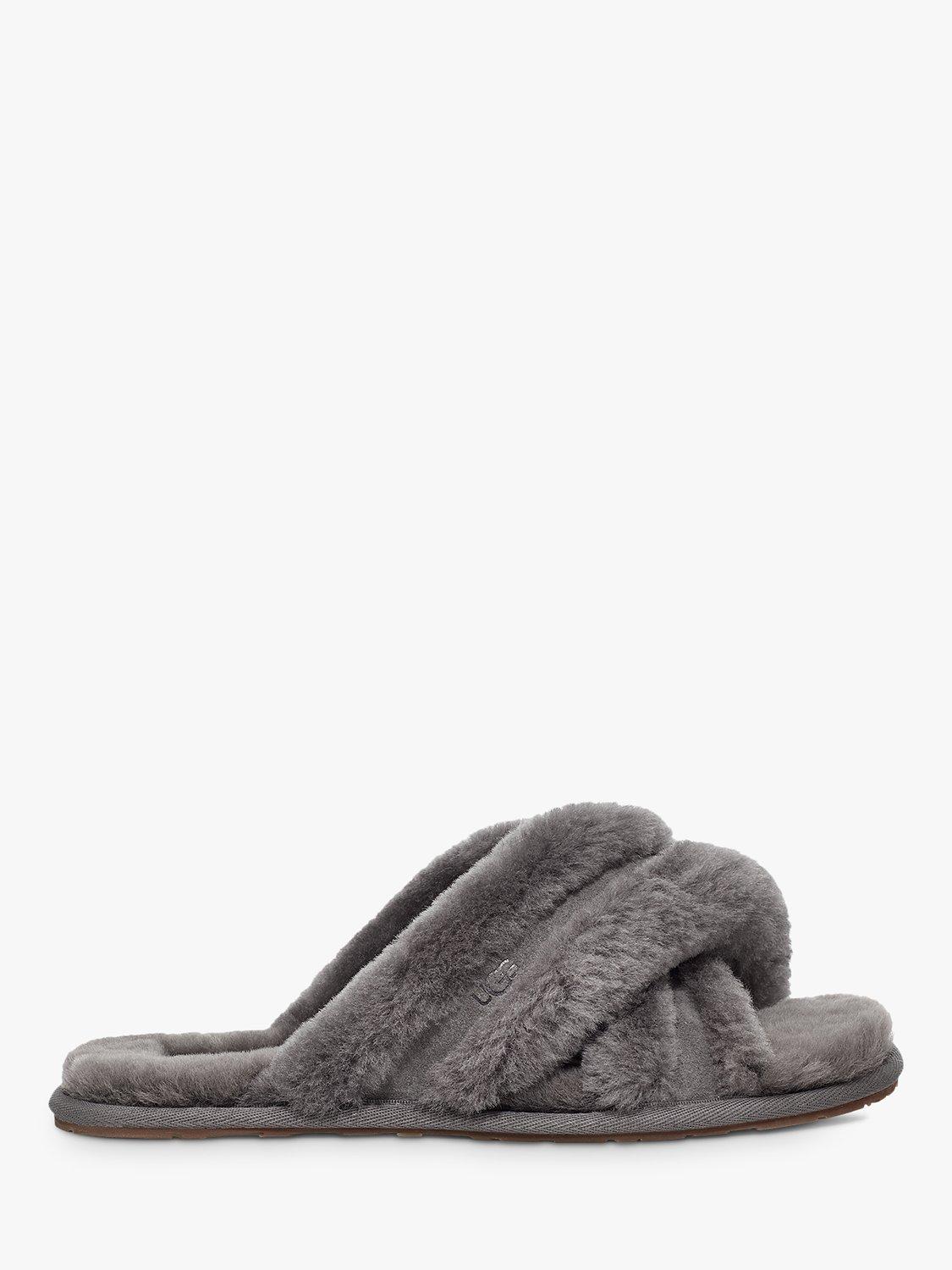 UGG Scuffita Cross Over Strap Sheepskin Slippers, Charcoal
