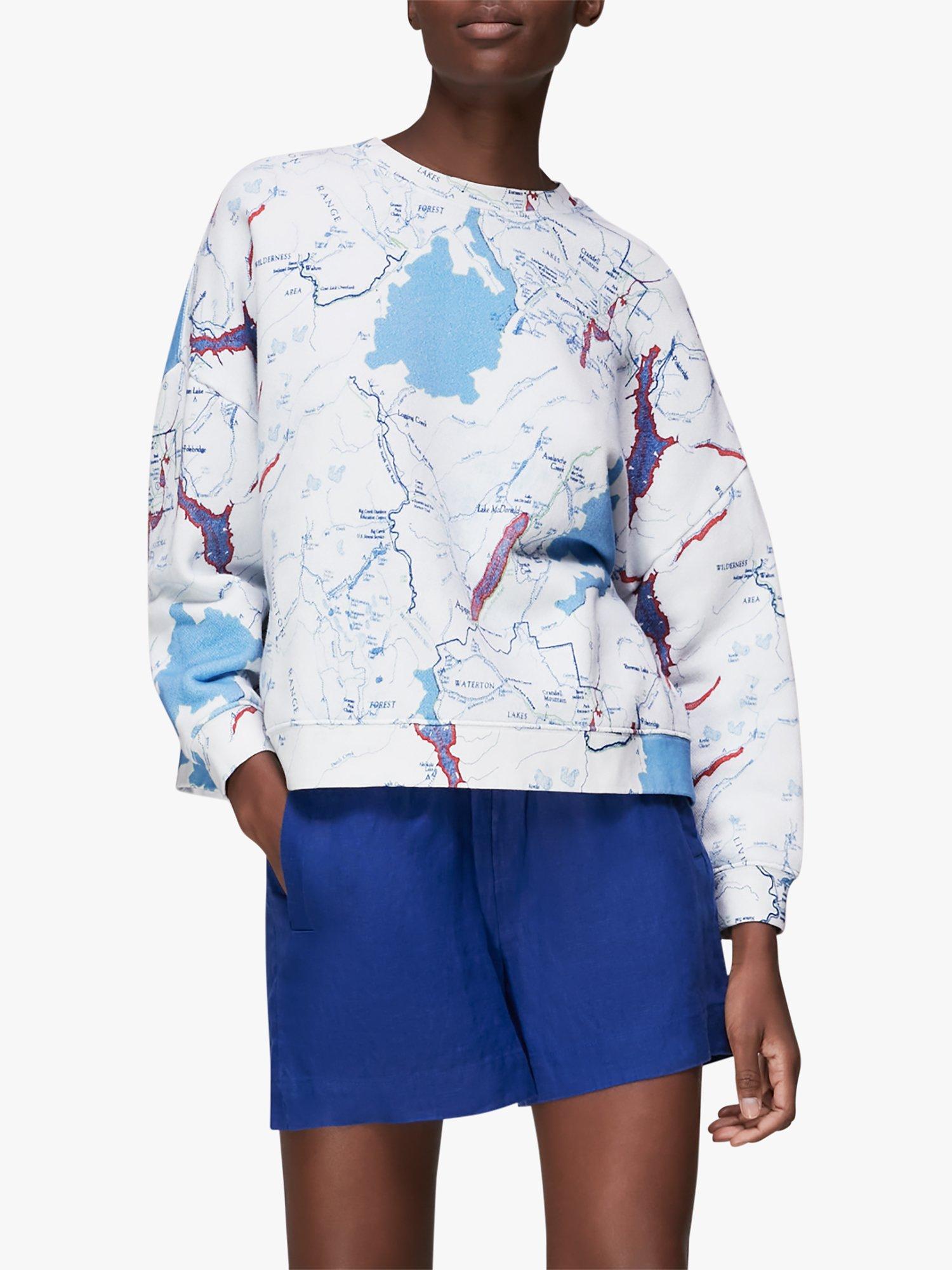 Whistles Atlas Print Cotton Sweatshirt, Multi