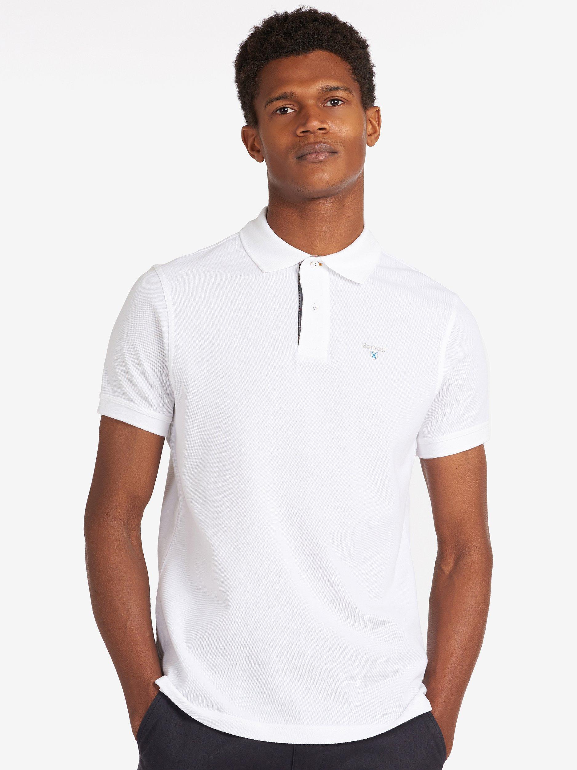 Product image 1 of 6, which shows Barbour Tartan Piqué Polo Top, White, S