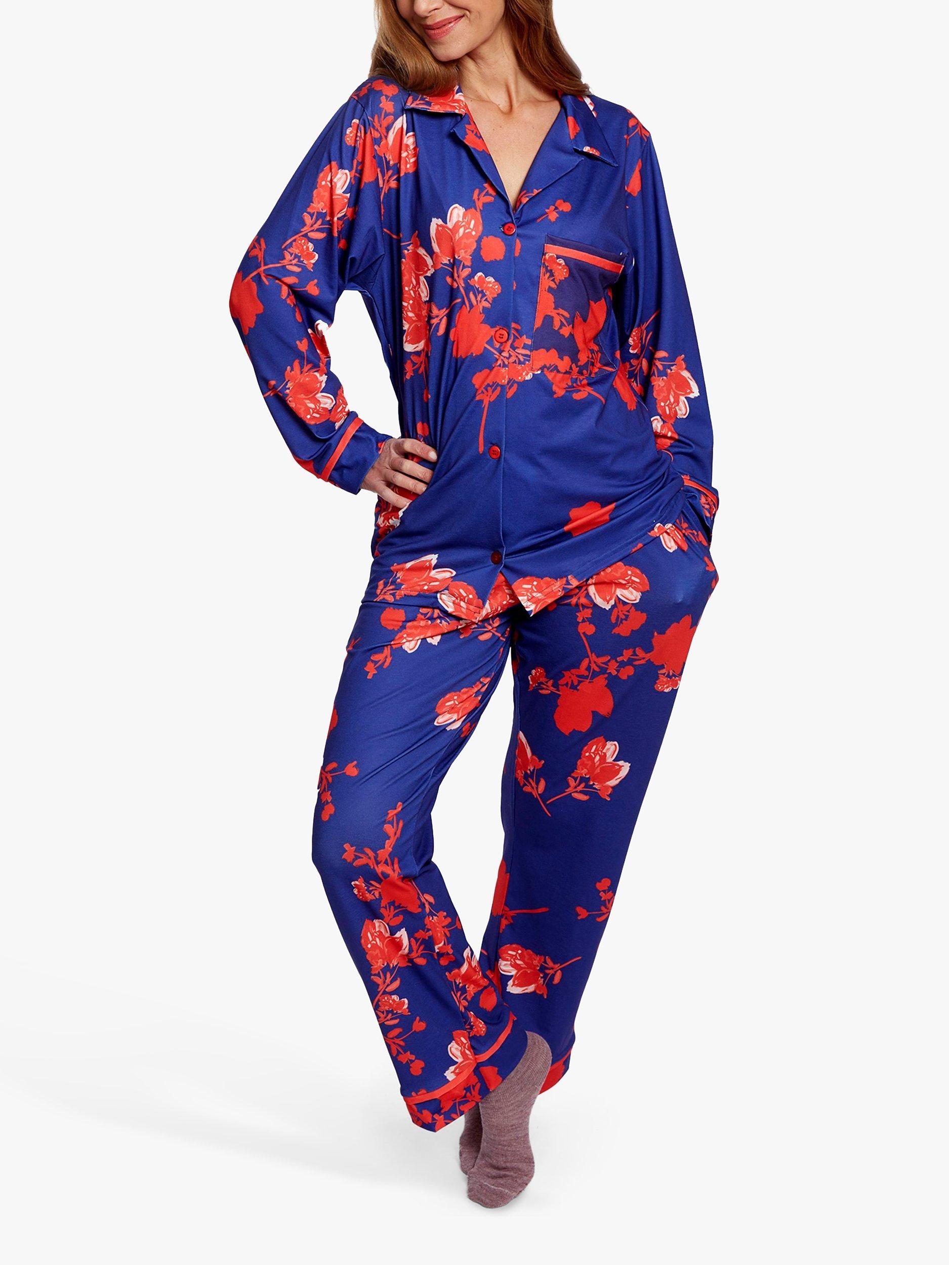 Product image 1 of 3, which shows HotSquash Premium Jersey Pyjama Set, Blue Flower, S