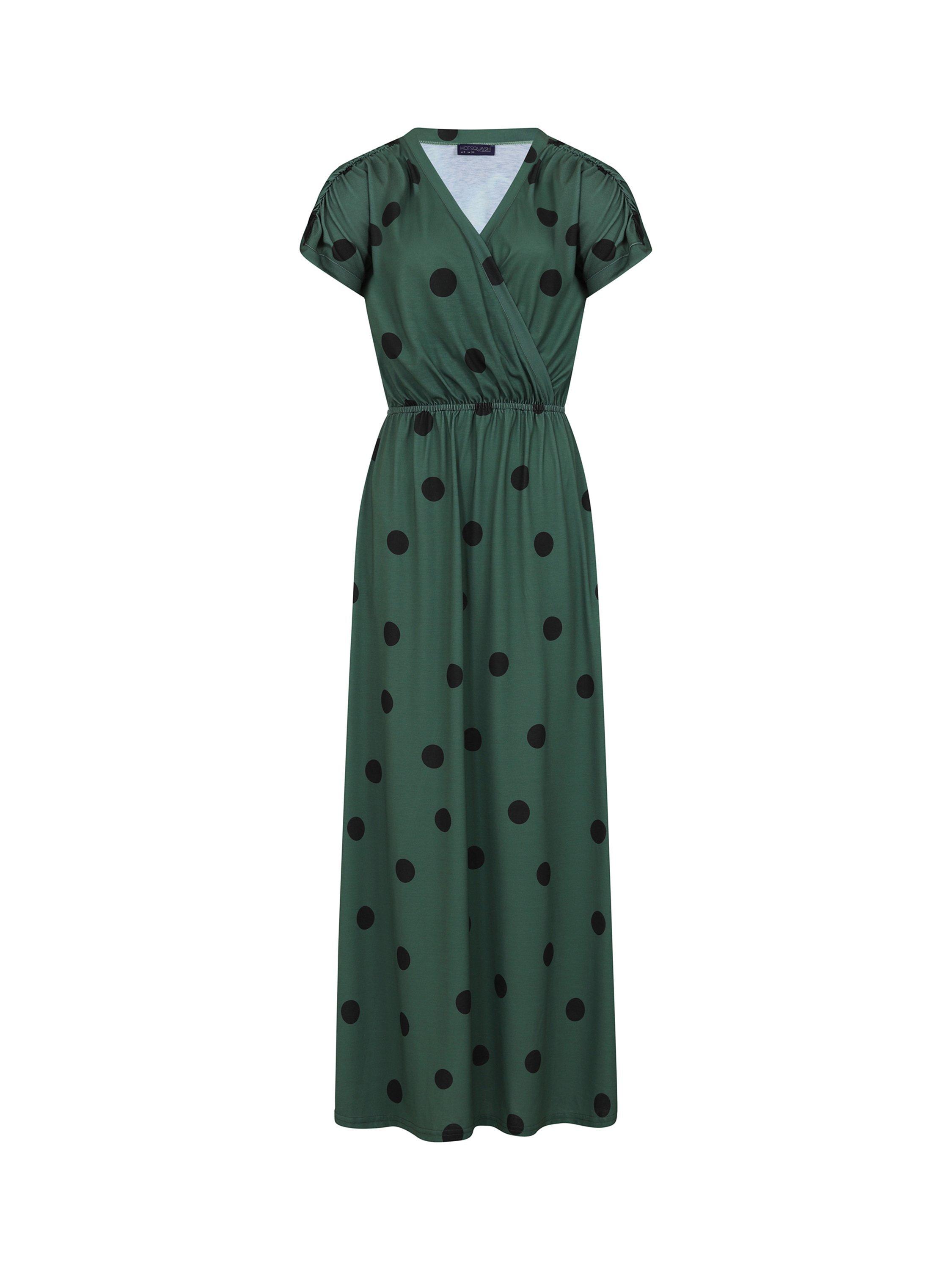 HotSquash Jersey Polka Dot Wide Leg Jumpsuit, Green, 8