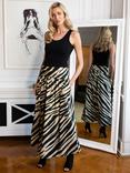 HotSquash Roll Top Animal Print Maxi Skirt, Beige/Black