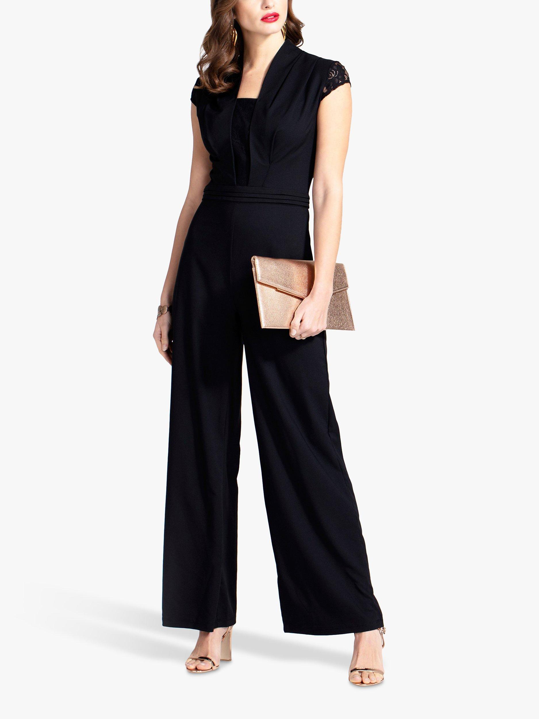 HotSquash Lace Detail Crepe Jumpsuit, Black