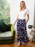 HotSquash Luxury Roll Top Abstract Print Maxi Skirt, Blue/White