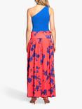 HotSquash Roll Top Floral Print Maxi Skirt, Red/Blue