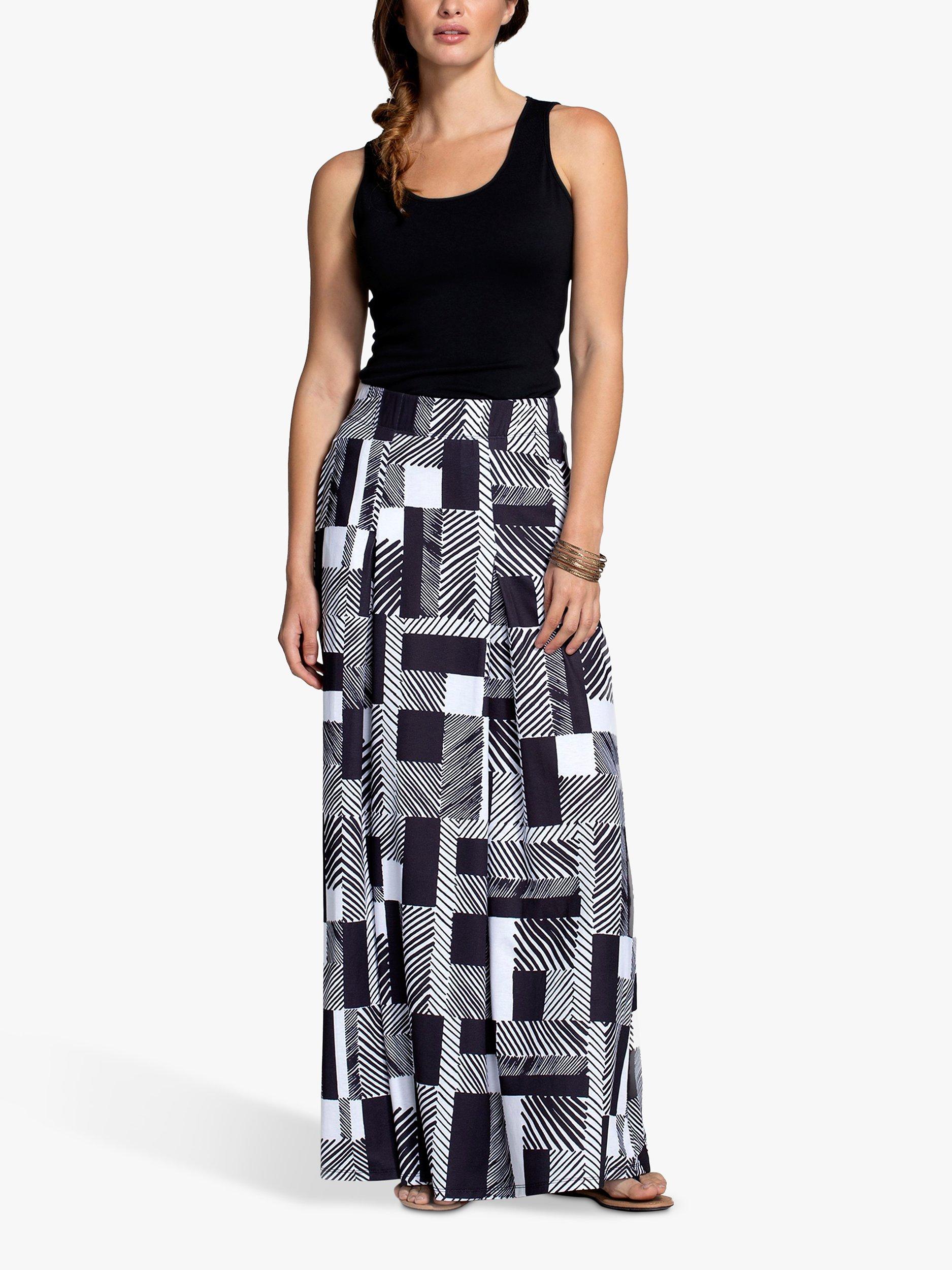 HotSquash Box Pleat Maxi Skirt, Striped Geo, 8