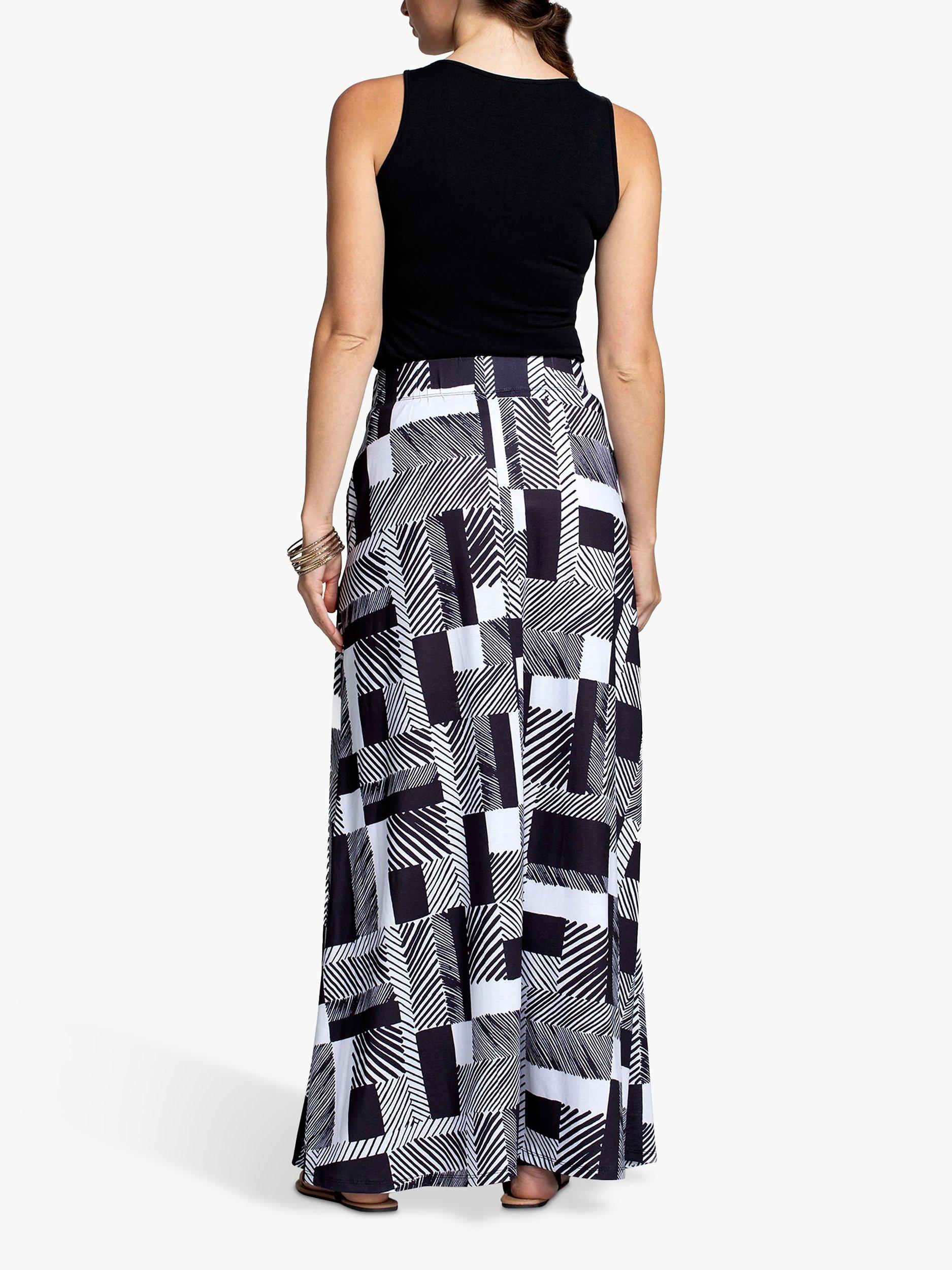 HotSquash Box Pleat Maxi Skirt, Striped Geo, 8
