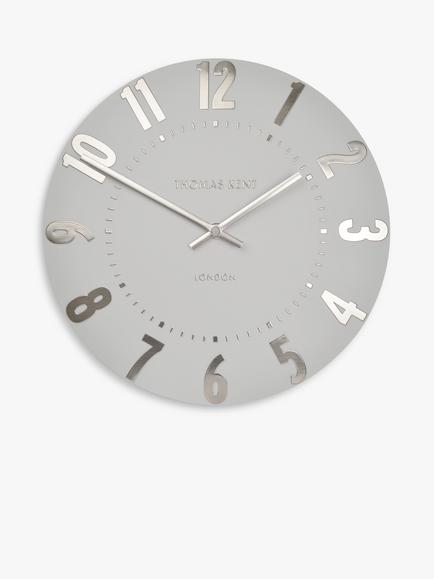 Thomas Kent Mulberry Wall Clock, Silver Cloud