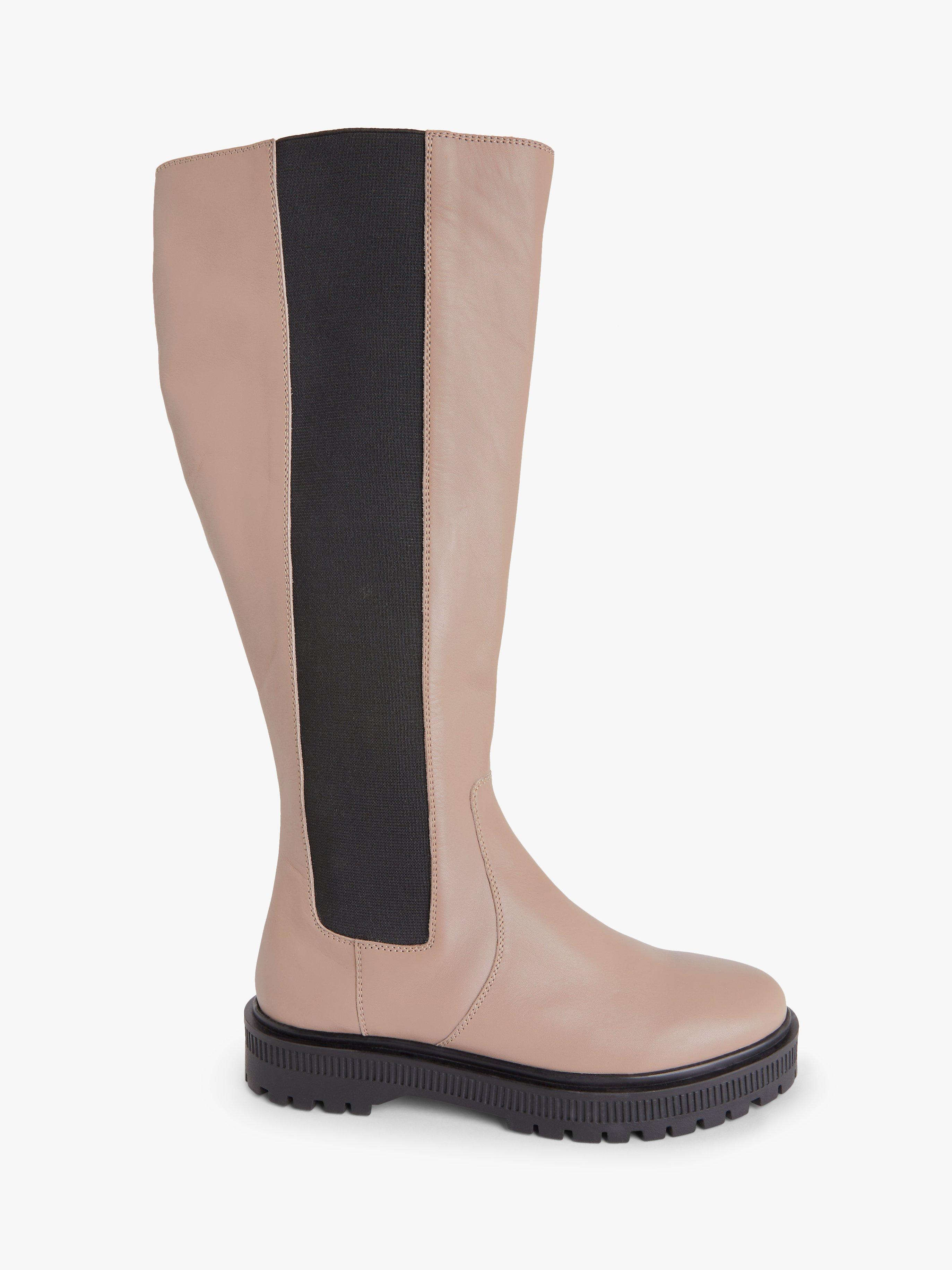 John Lewis + Erica Davies Violett Leather Long Boots, Taupe