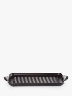Le Creuset Cast Iron Rectangular Grill Pan - view 2, Satin Black