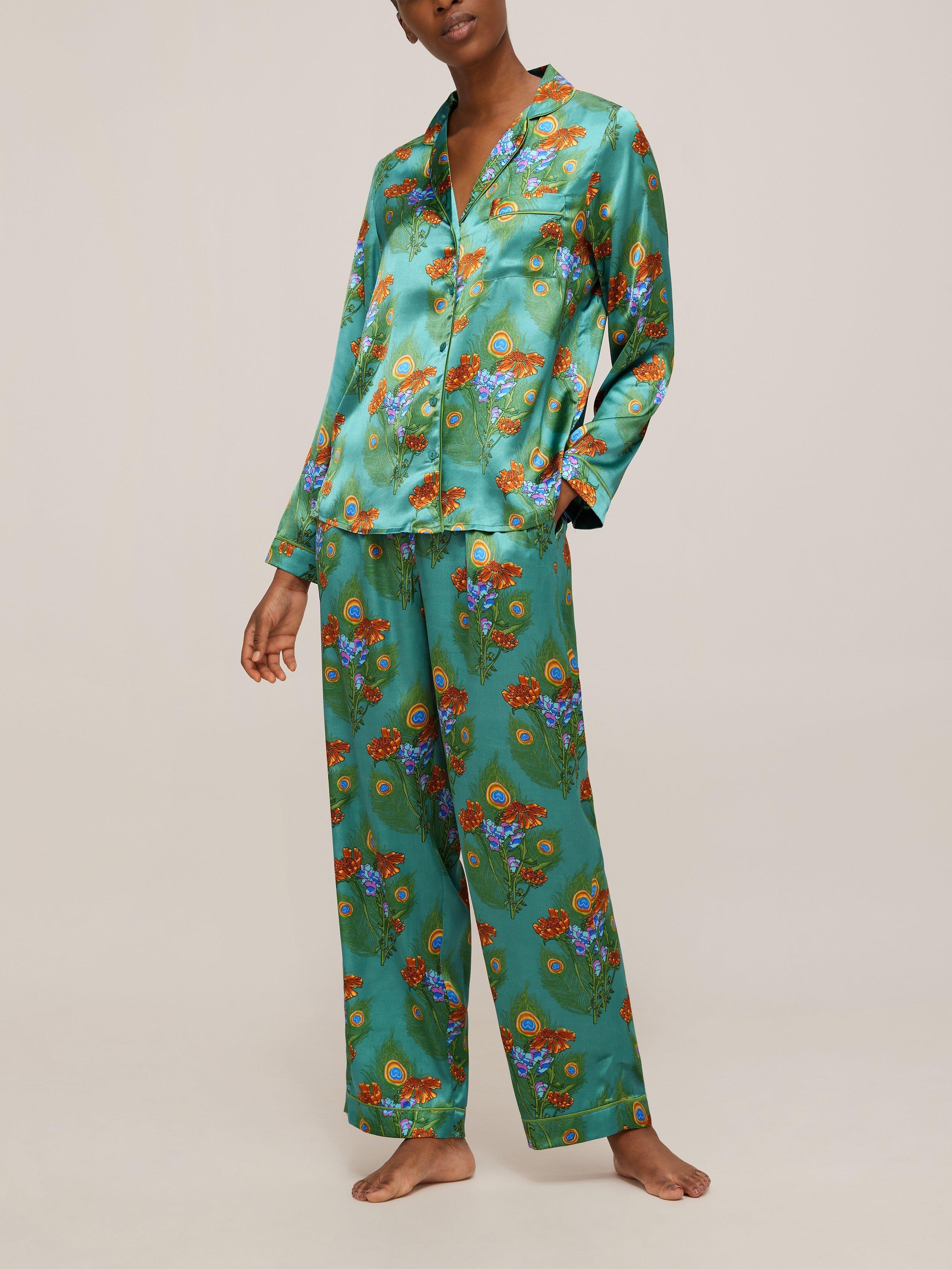 Their Nibs Mardi Gras Satin Pyjama Set, Jade