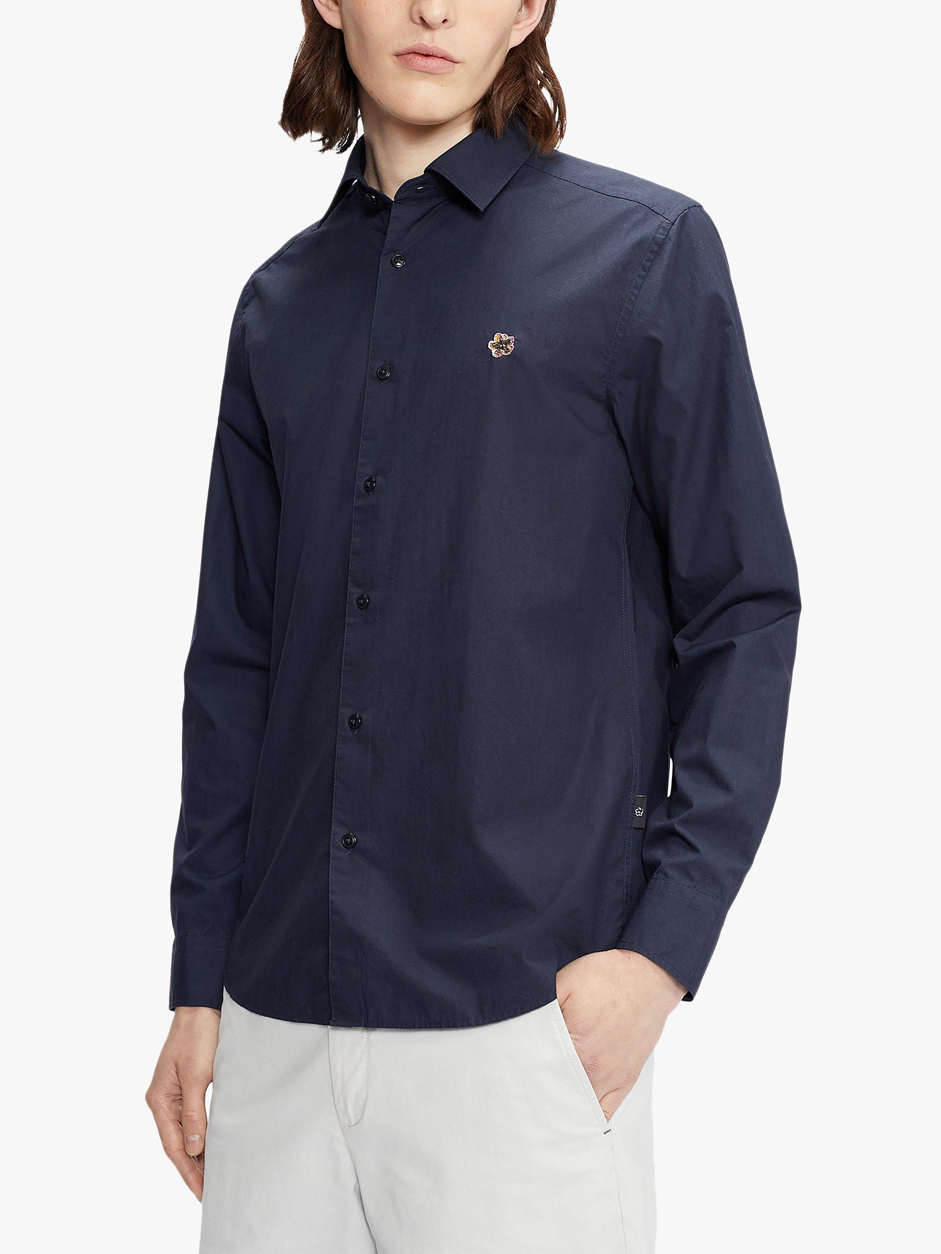 Ted Baker Fonik Cotton Poplin Shirt, Navy Blue