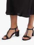 Dune London Just Leather Chain Detail Block Heel Sandals, White