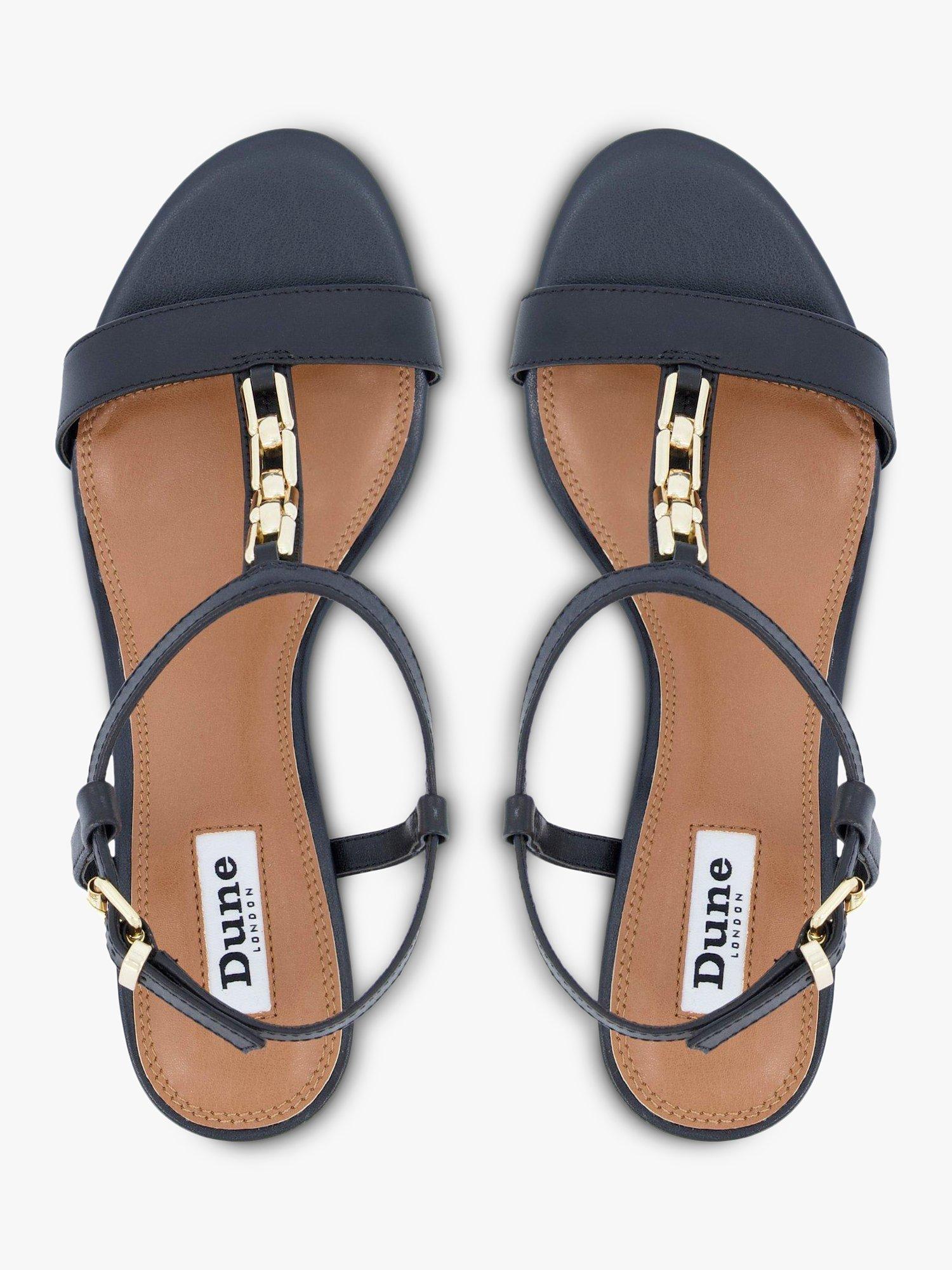 Product image 3 of 4, which shows Dune London Just Leather Chain Detail Block Heel Sandals, Black, 3
