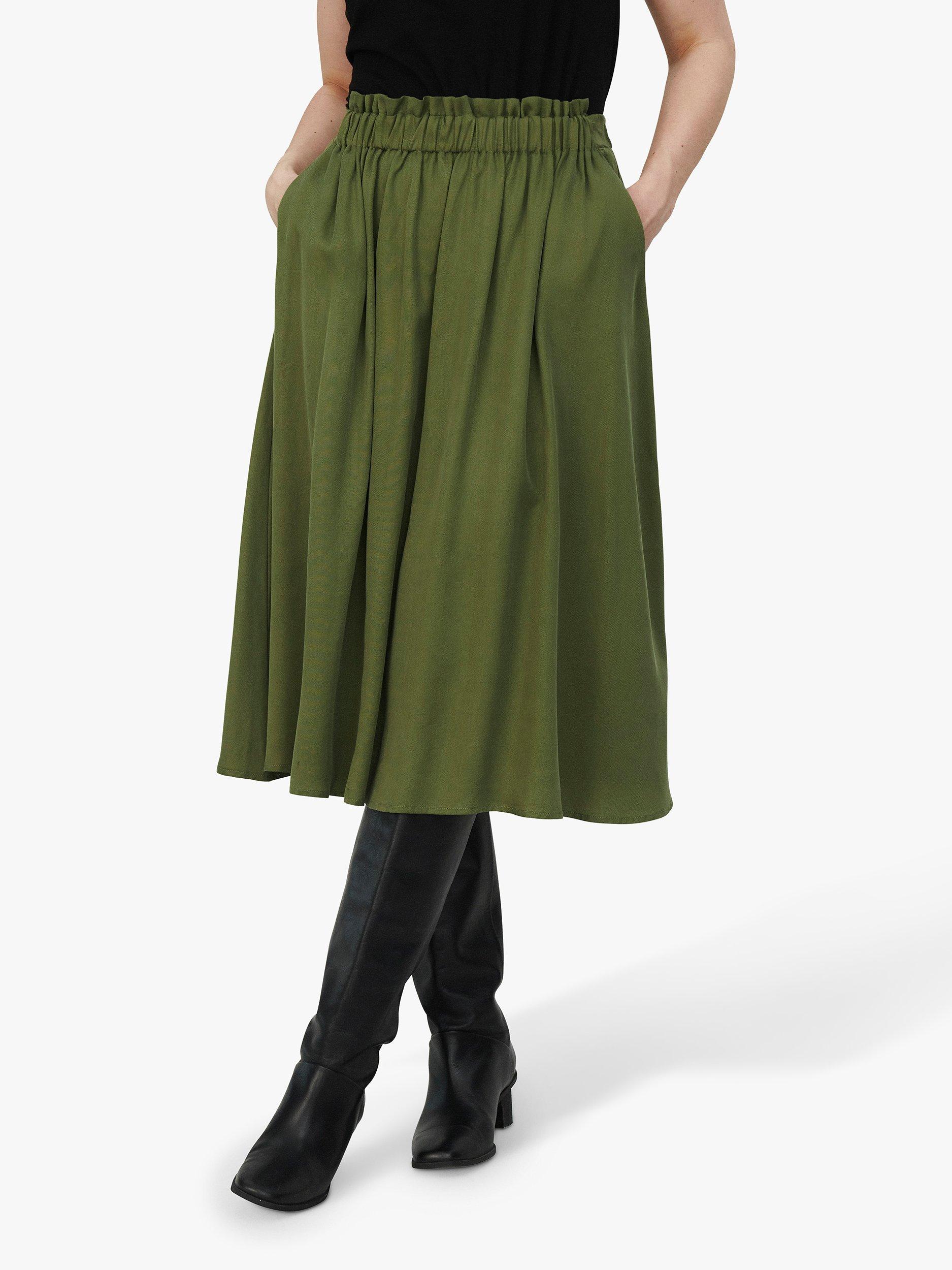 Masai Copenhagen Safran Plain Midi Skirt, Capulet Olive