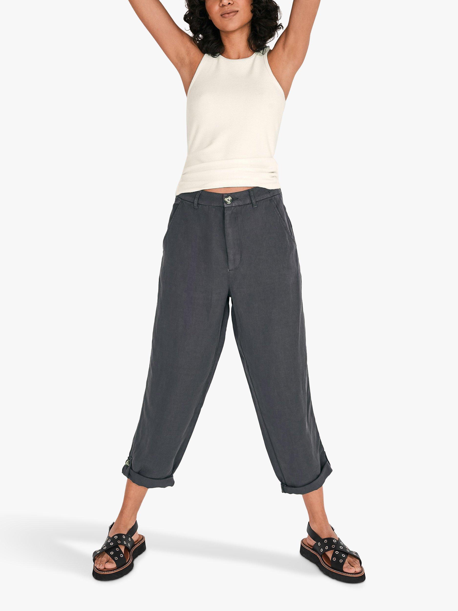 HUSH Karlie Cropped Linen Mix Trousers