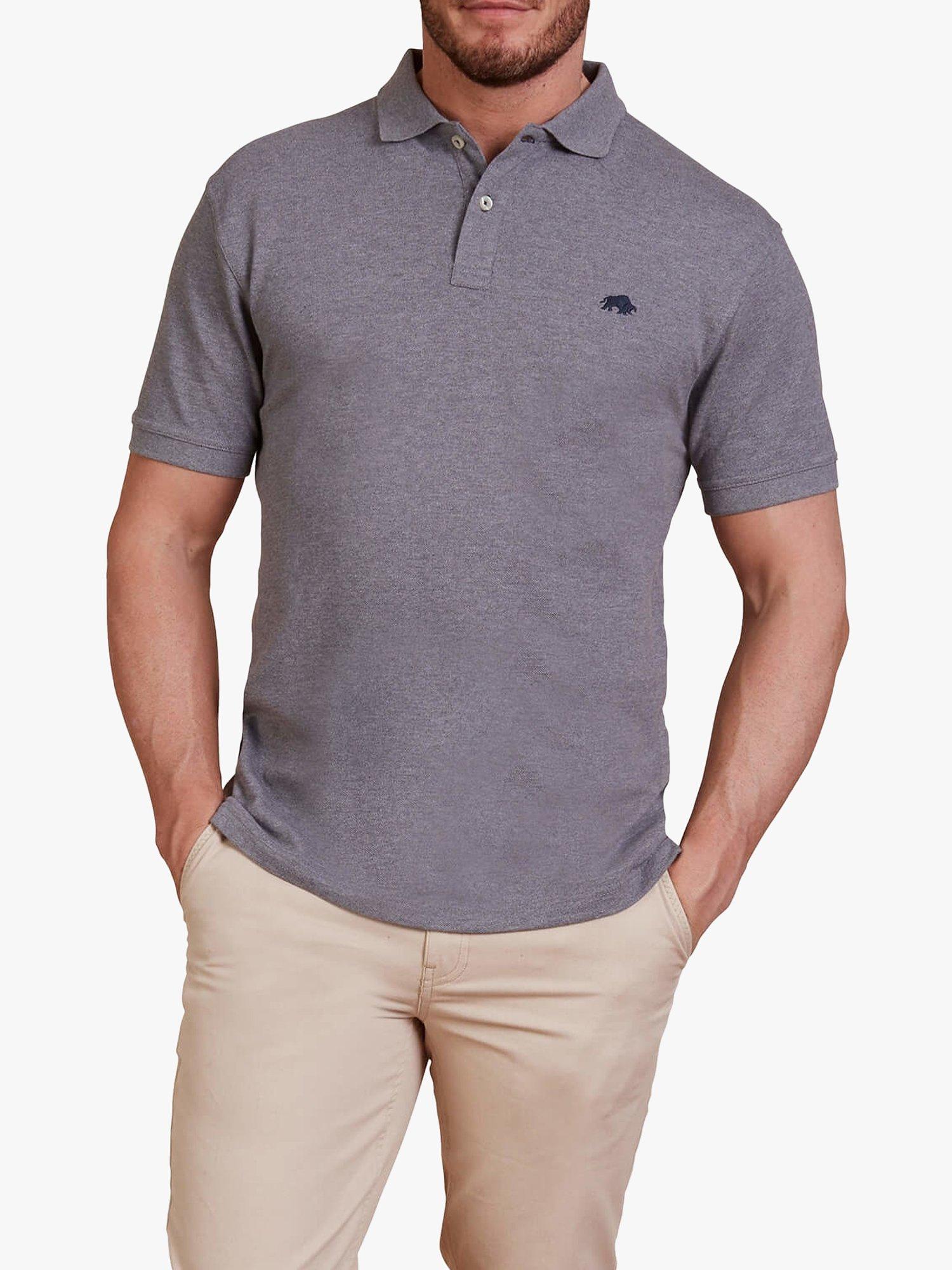 Product image 3 of 6, which shows Raging Bull Classic Organic Cotton Pique Polo Shirt, Grey Marl, S