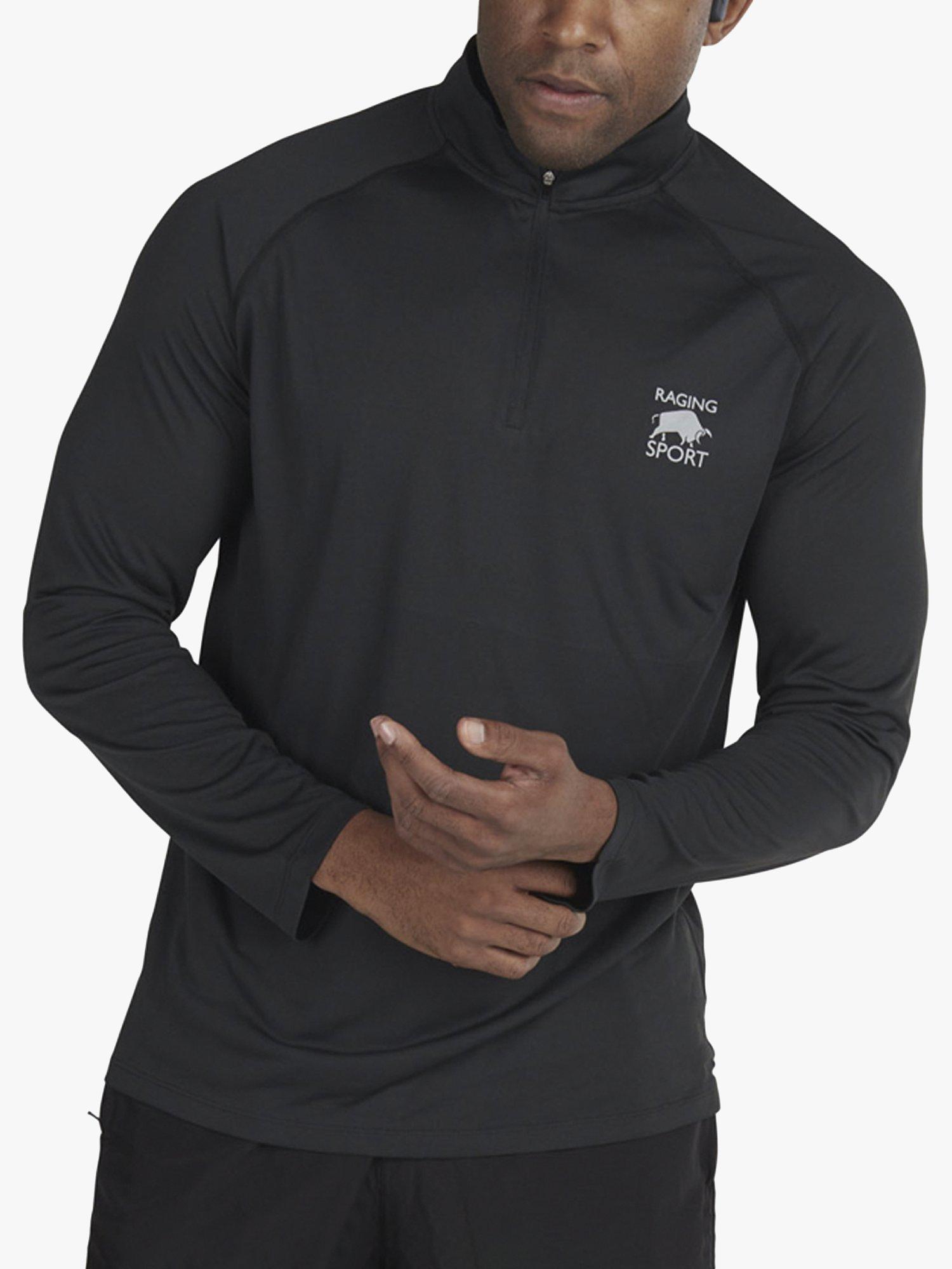 Raging Bull Performance 1/4 Zip Long Sleeve Gym Top, Black, S