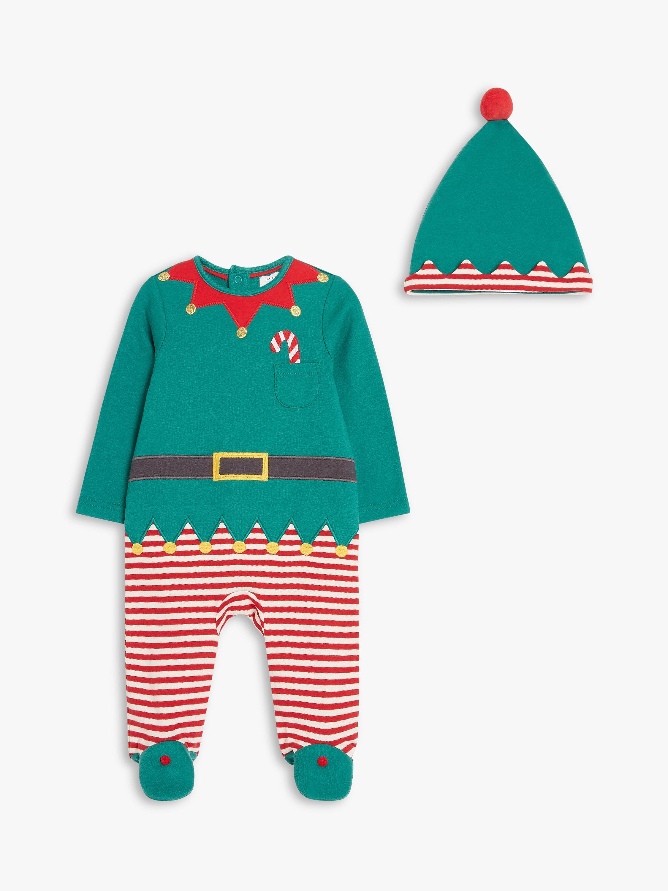 John Lewis Baby Elf Sleepsuit & Hat Set, Green