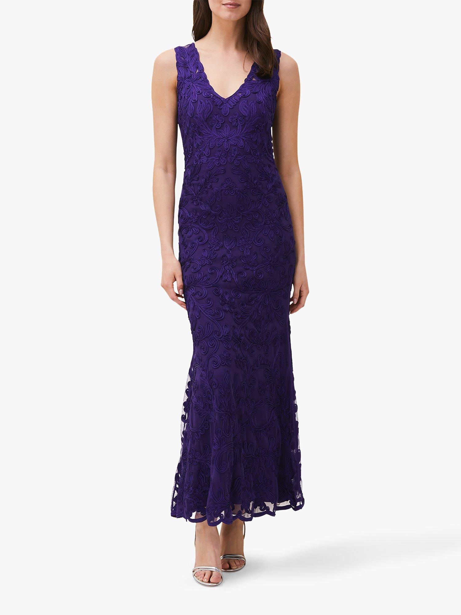 Phase Eight Osanne Lace Embroidered Maxi Dress, Violet