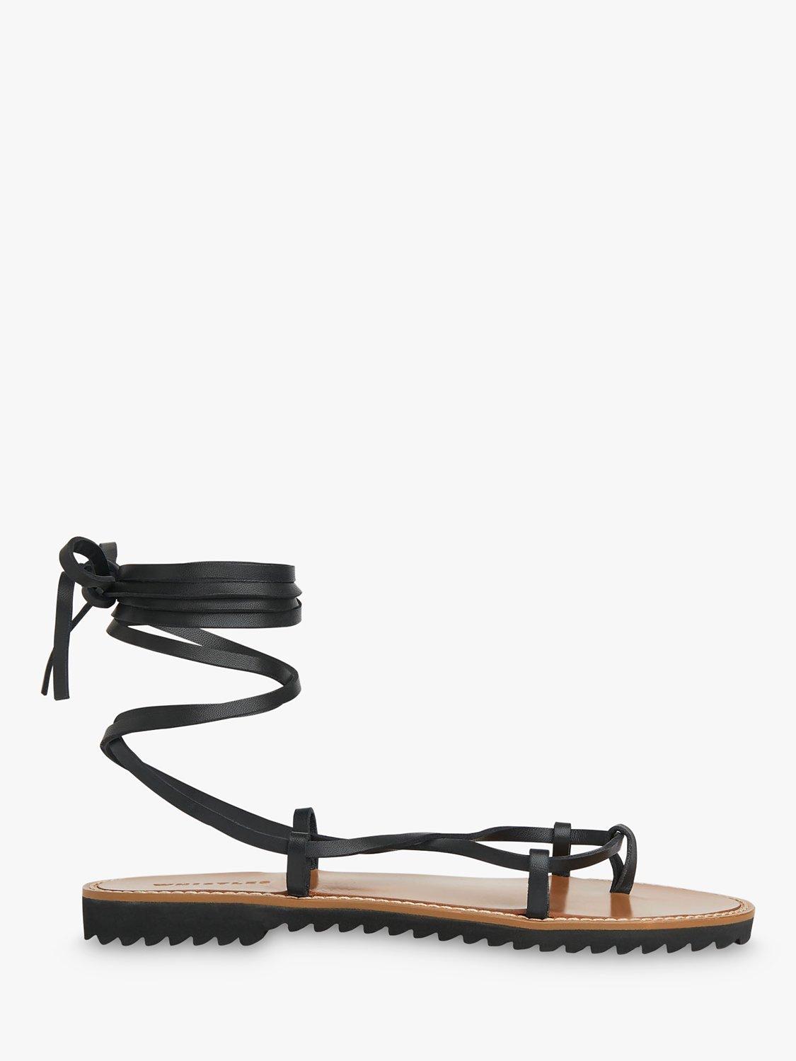 Whistles Willow Leather Strappy Tie Sandals, Black