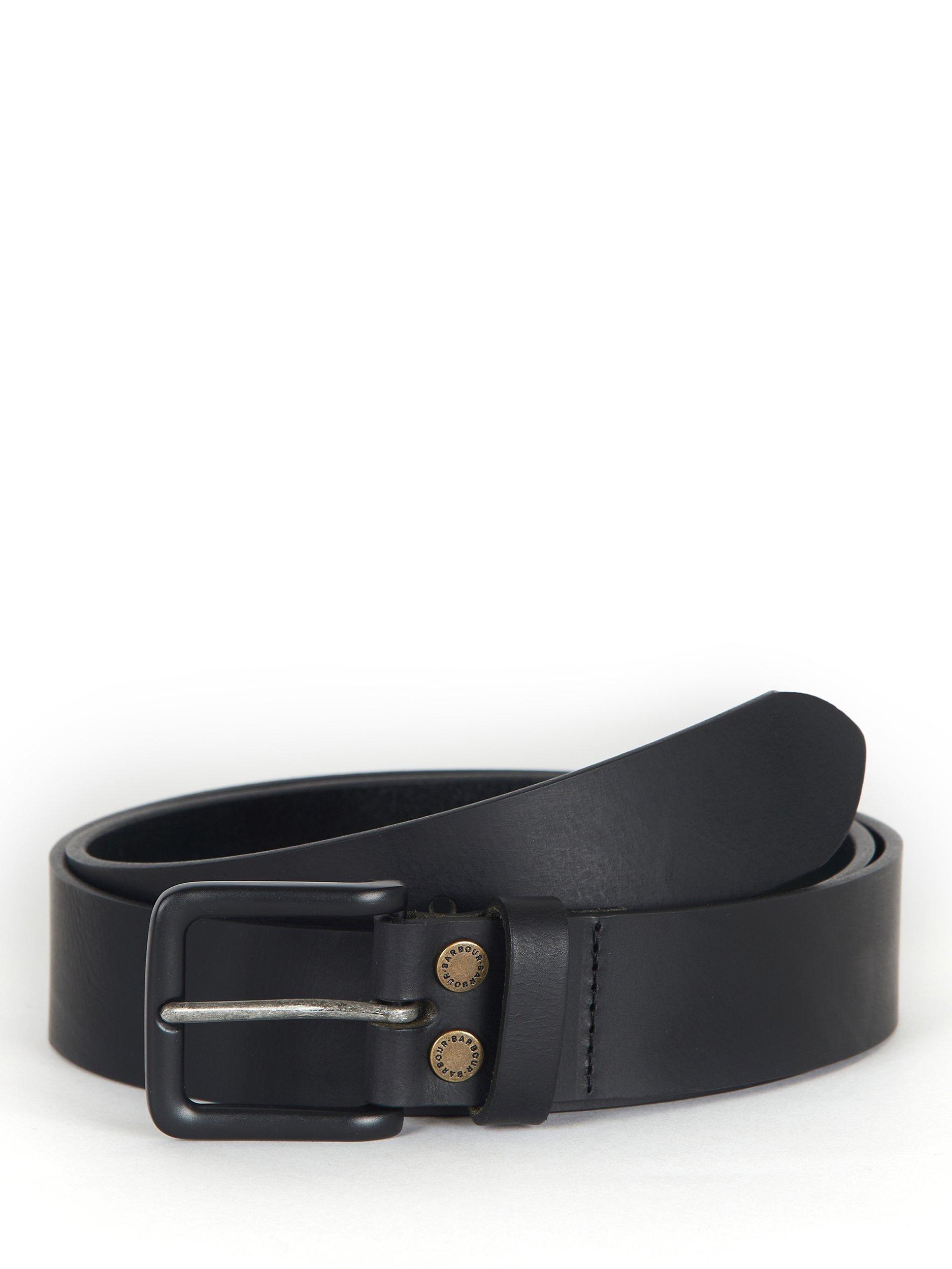 Barbour Double Rivet Leather Belt Black