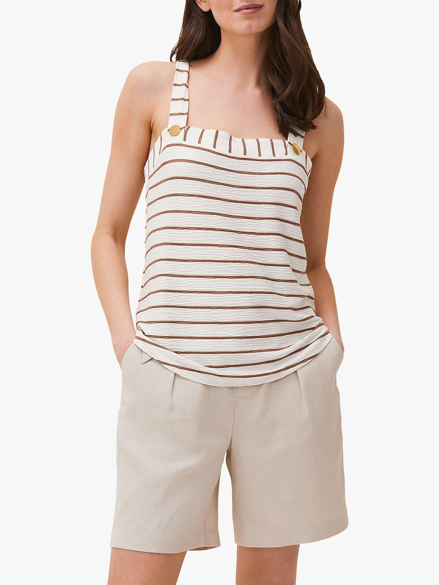 Phase Eight Nolana Striped Vest Top, Ivory/Tan
