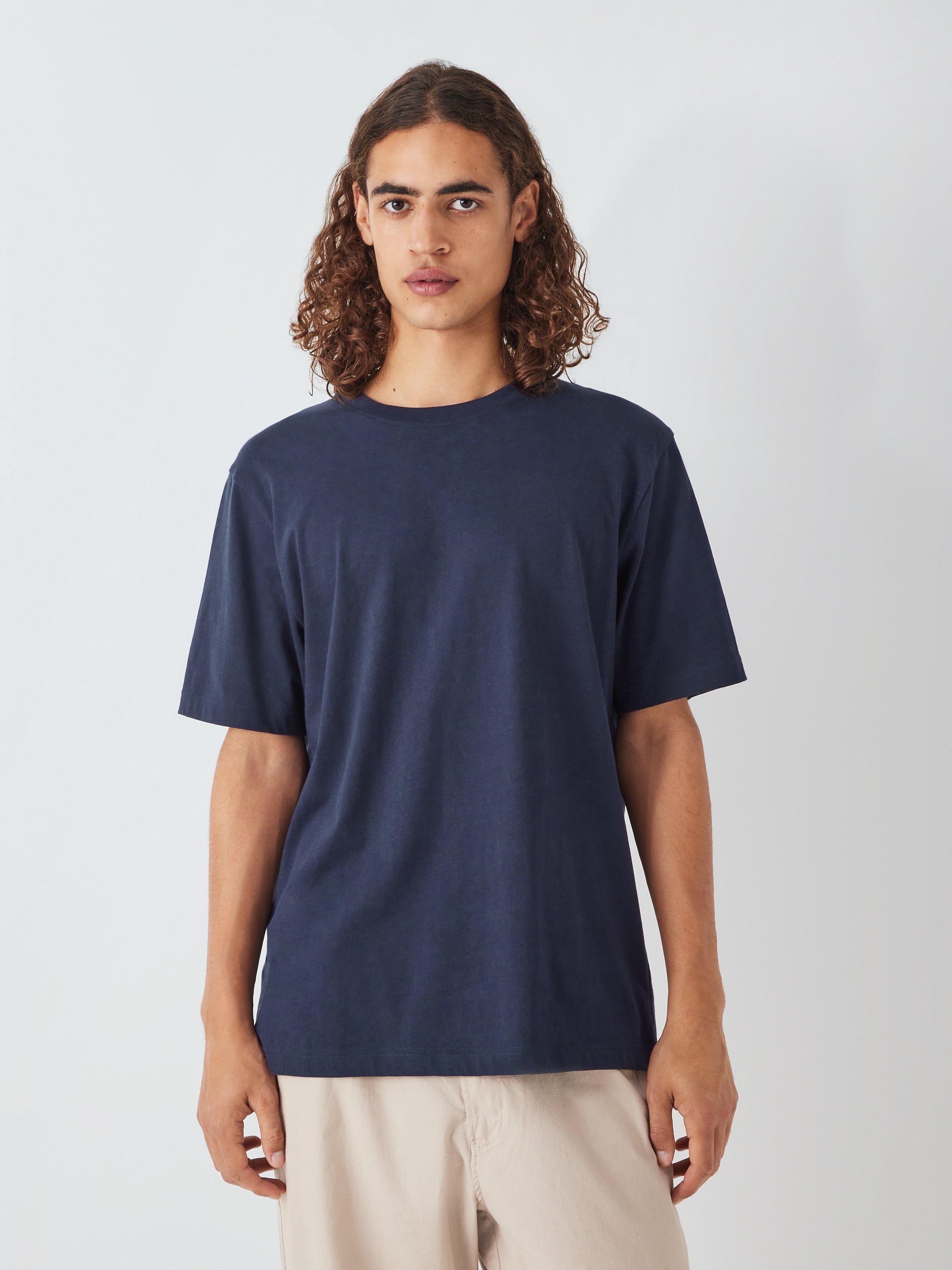Product image 1 of 6, which shows John Lewis ANYDAY Short Sleeve Crew Neck Cotton T-Shirt, Navy, S