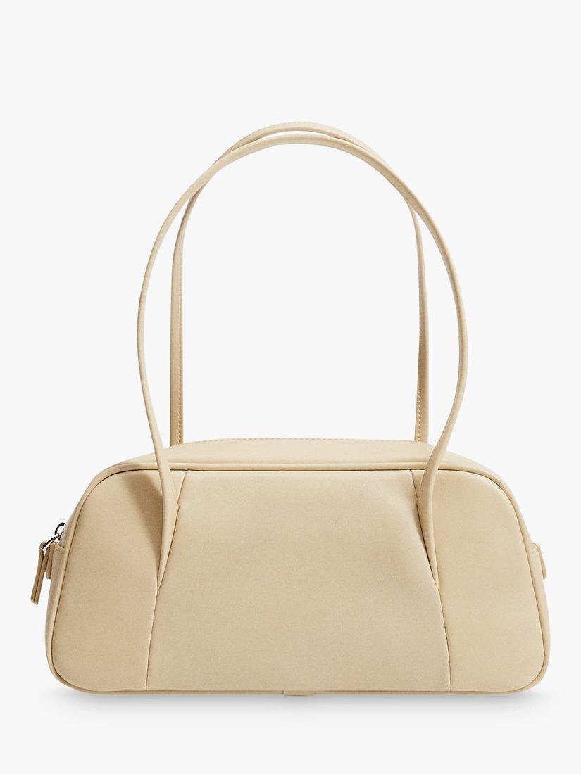 Mango Capri Double Handle Baguette Bag Beige