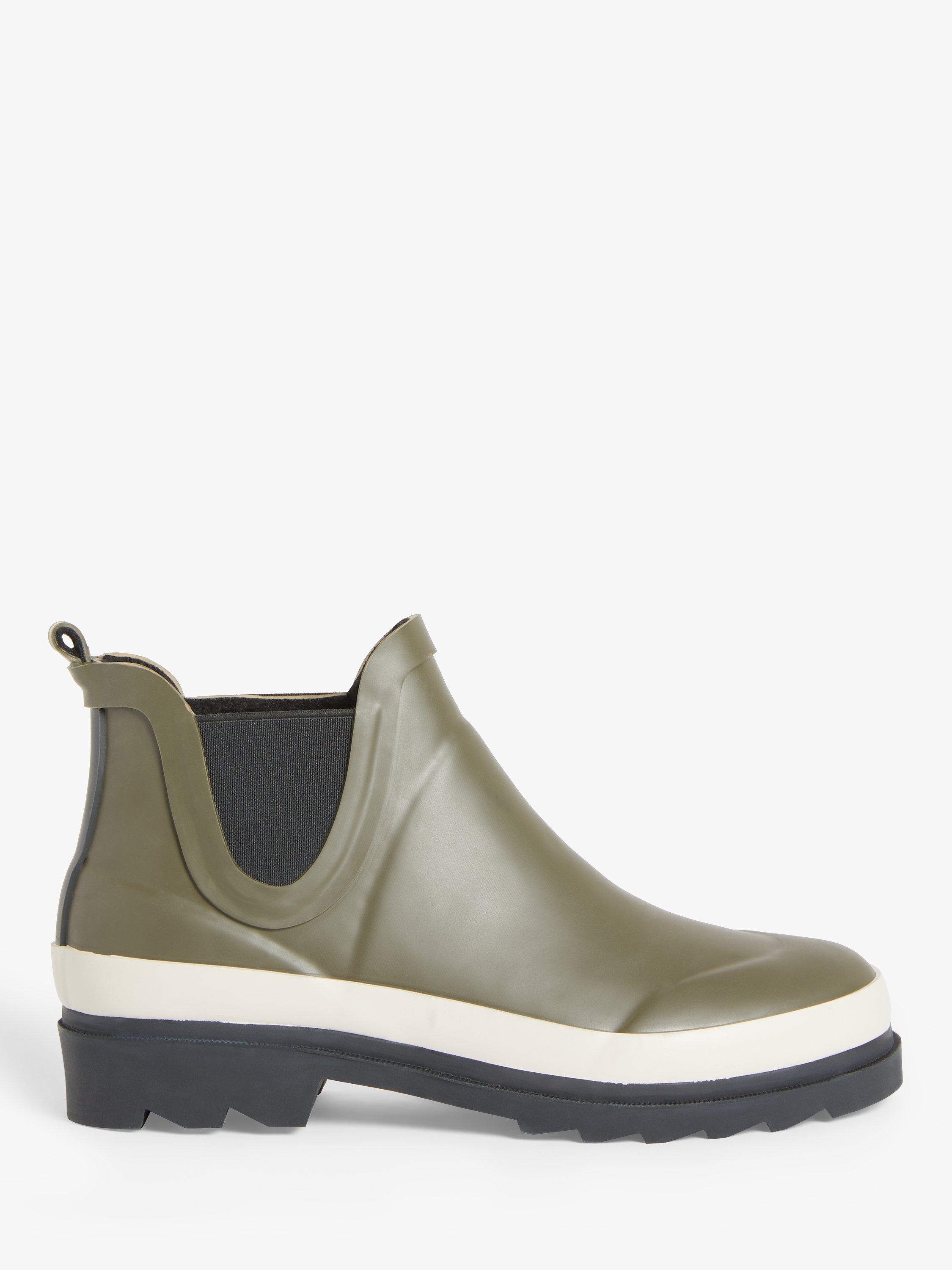 Kin Patience Rubber Cropped Wellie Boots, Khaki/Black, 3