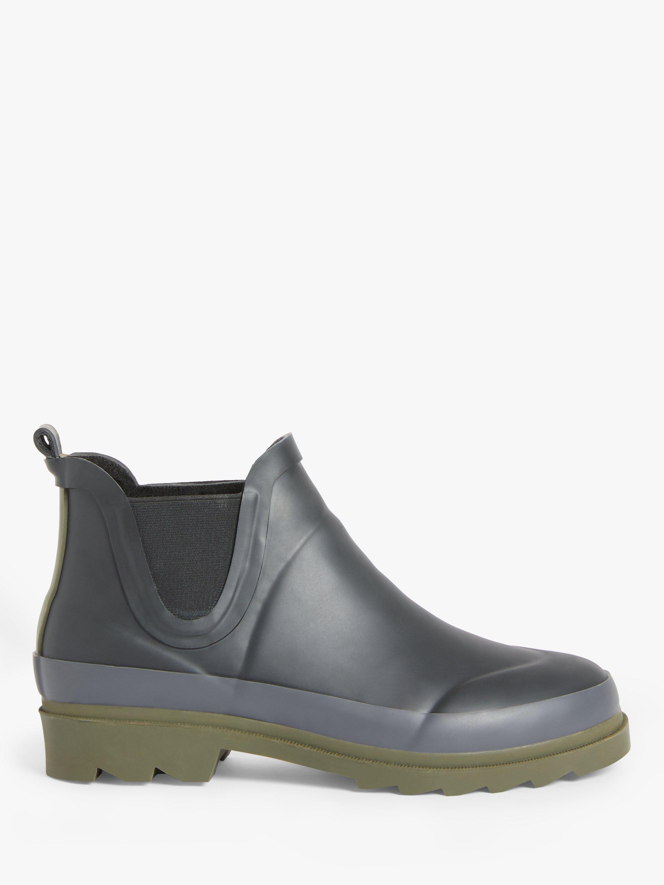 Kin Patience Rubber Cropped Wellie Boots, Black/Khaki, 3