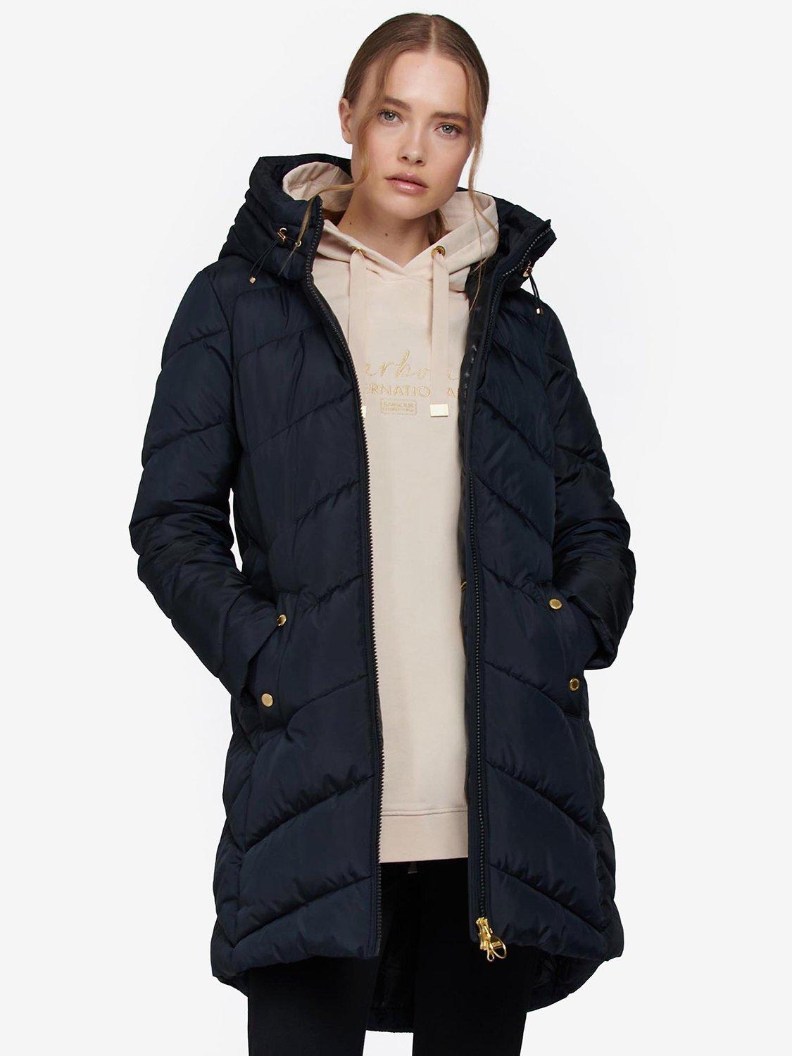Barbour International Braeside Hooded Quilted Jacket, Black