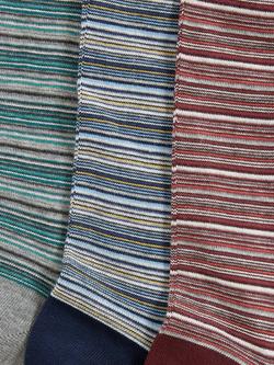 John Lewis Made in Italy Cotton Patterned Socks, Pack of 3, Multi - view 2, Multi Stripe