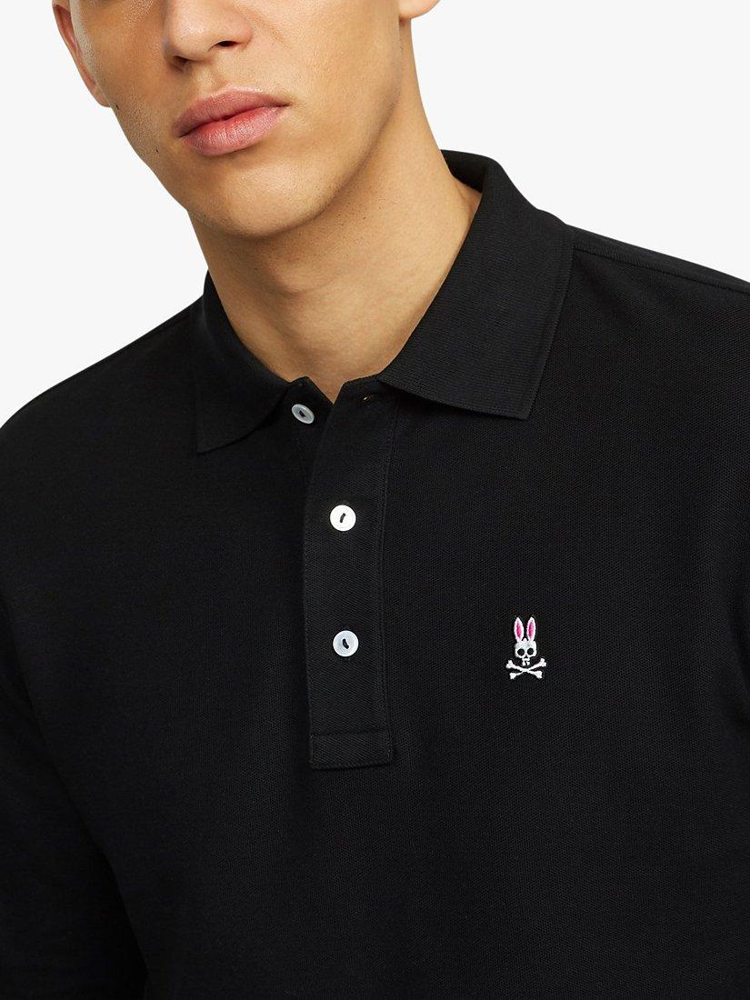 Product image 4 of 6, which shows Psycho Bunny Classic Long Sleeve Pique Polo Shirt, Black, S