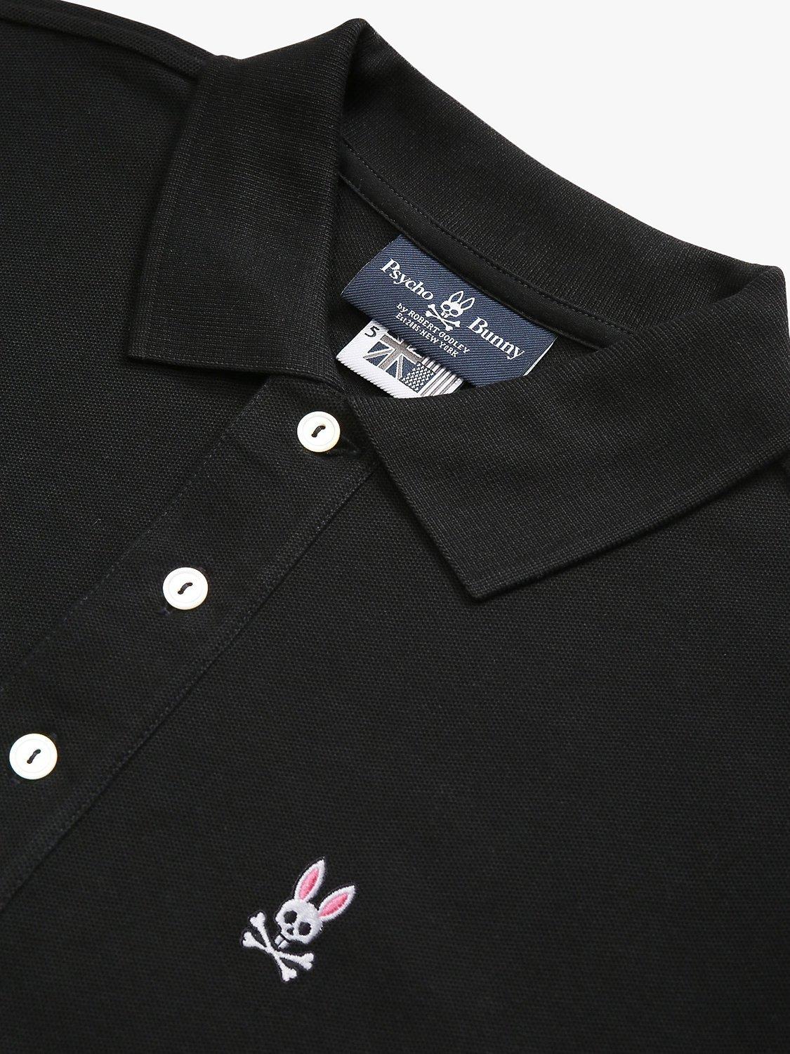 Product image 5 of 6, which shows Psycho Bunny Classic Long Sleeve Pique Polo Shirt, Black, S