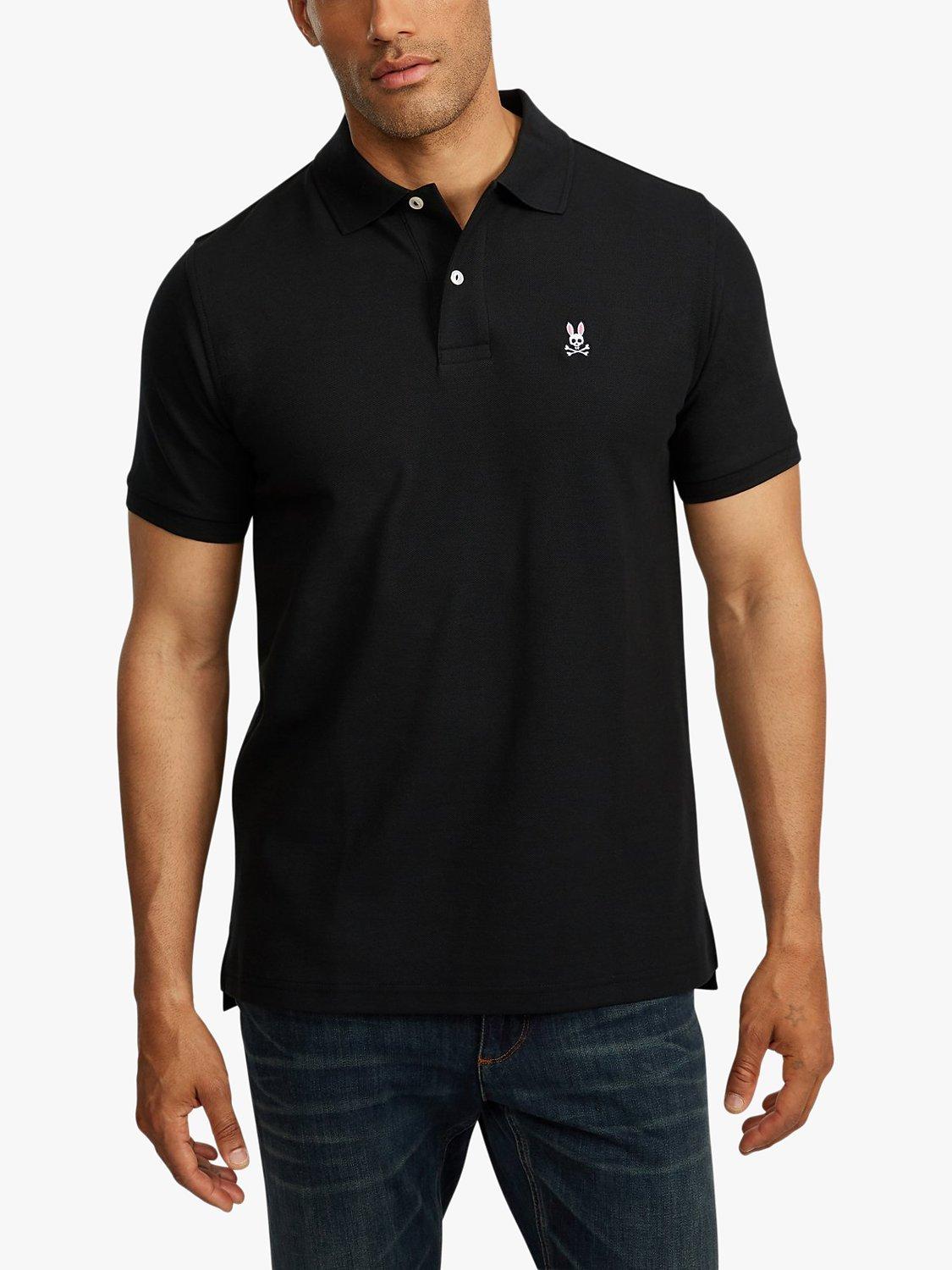 Psycho Bunny Classic Short Sleeve Pique Polo Shirt, Black, S