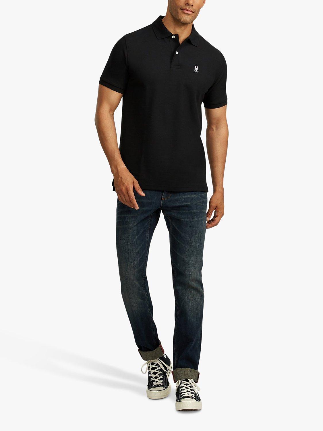 Psycho Bunny Classic Short Sleeve Pique Polo Shirt, Black, S