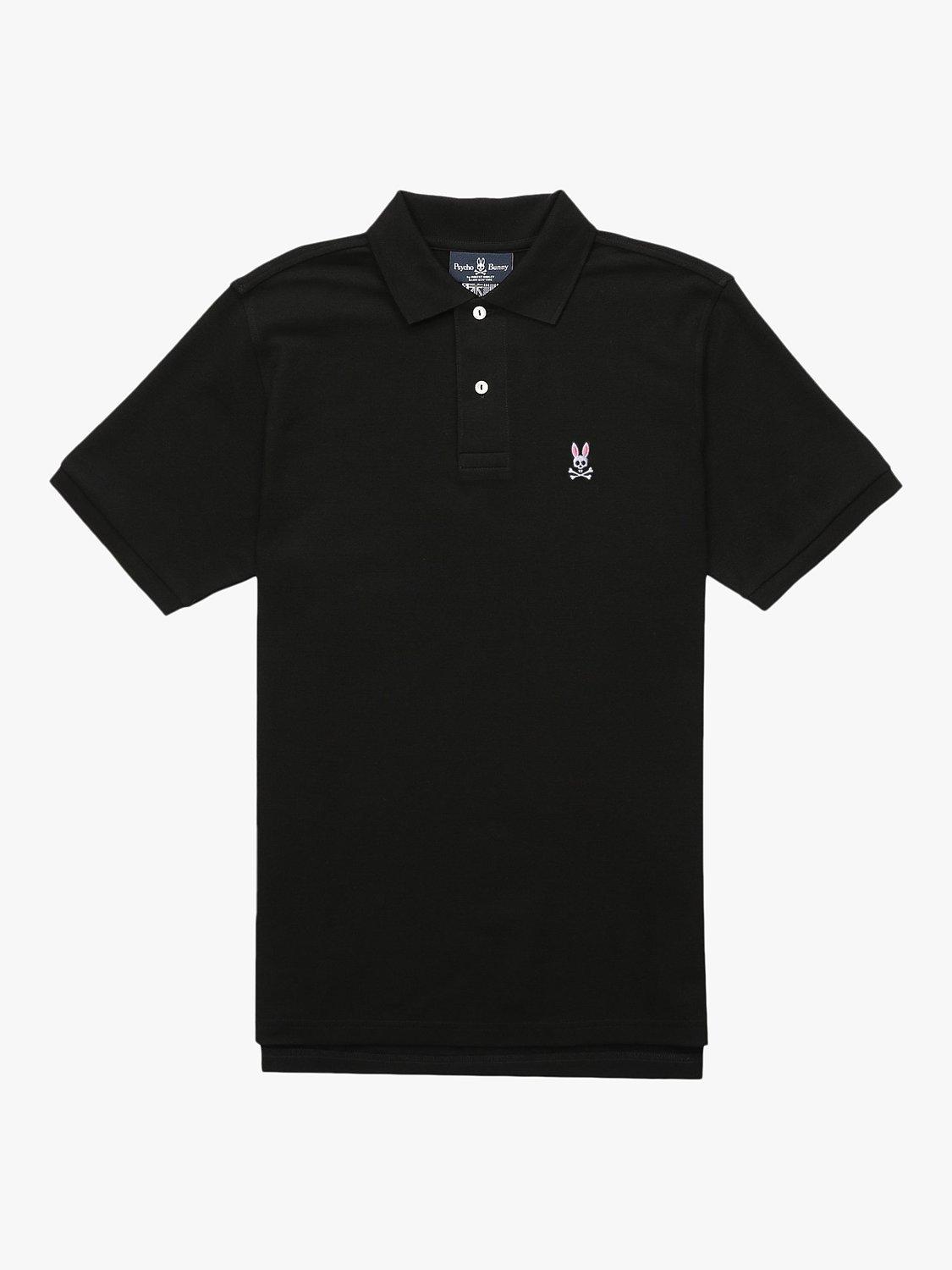 Psycho Bunny Classic Short Sleeve Pique Polo Shirt, Black, S